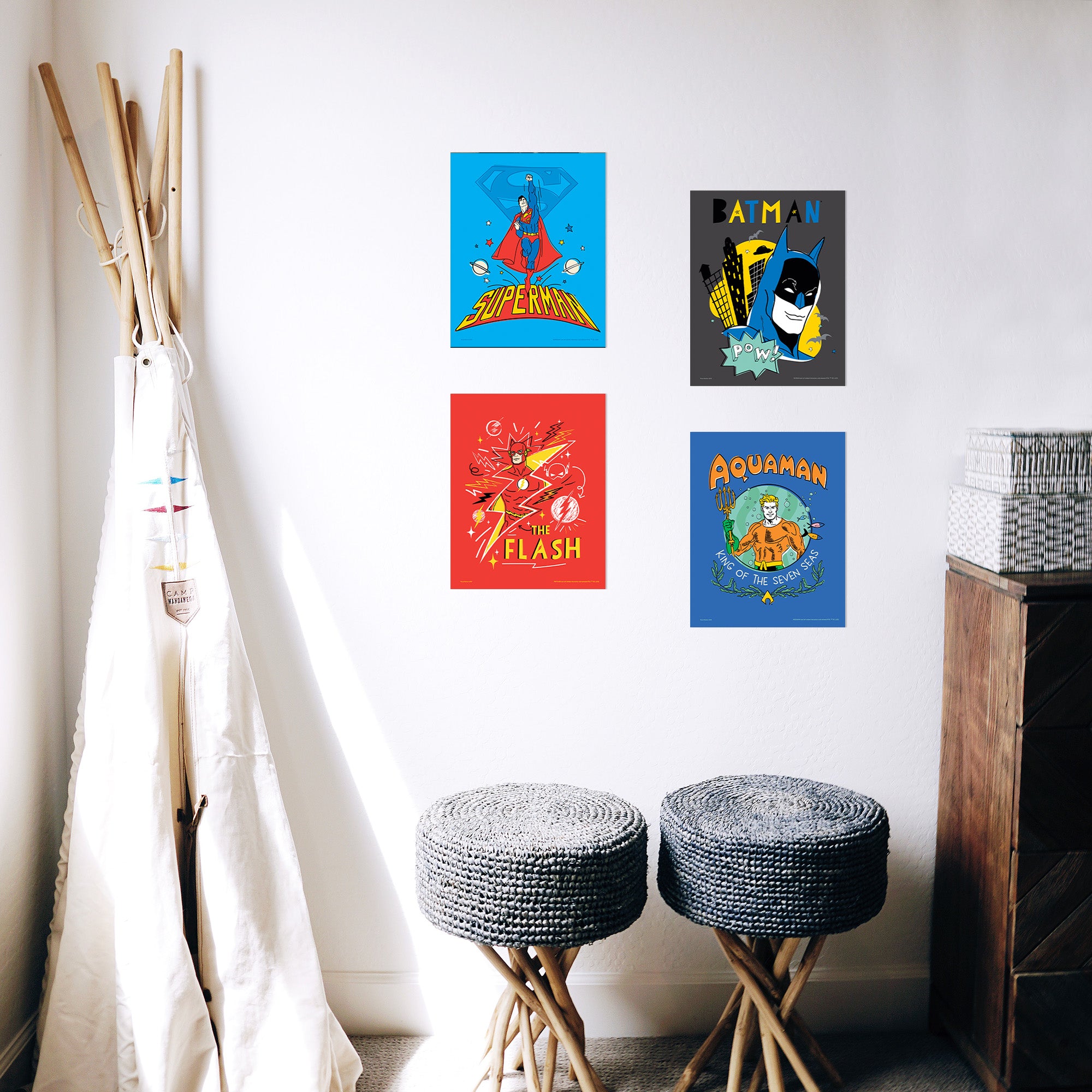 DC Comics (Justice League Men - Super Doodle) TrendyPrint™ Wall Art Set  TP08100457