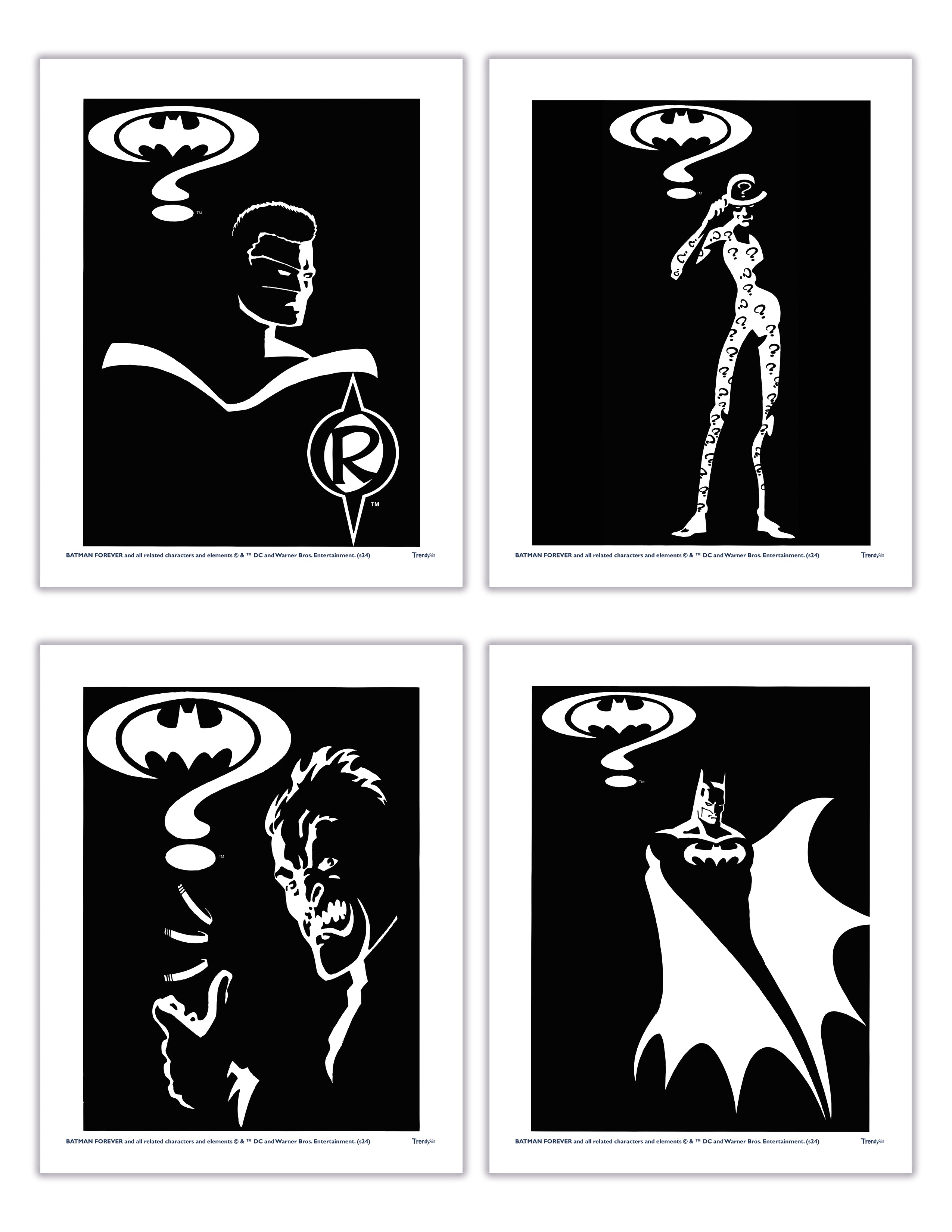 Batman Forever (Heroes and Villains) TrendyPrint Wall Art Set of Four TP08100460