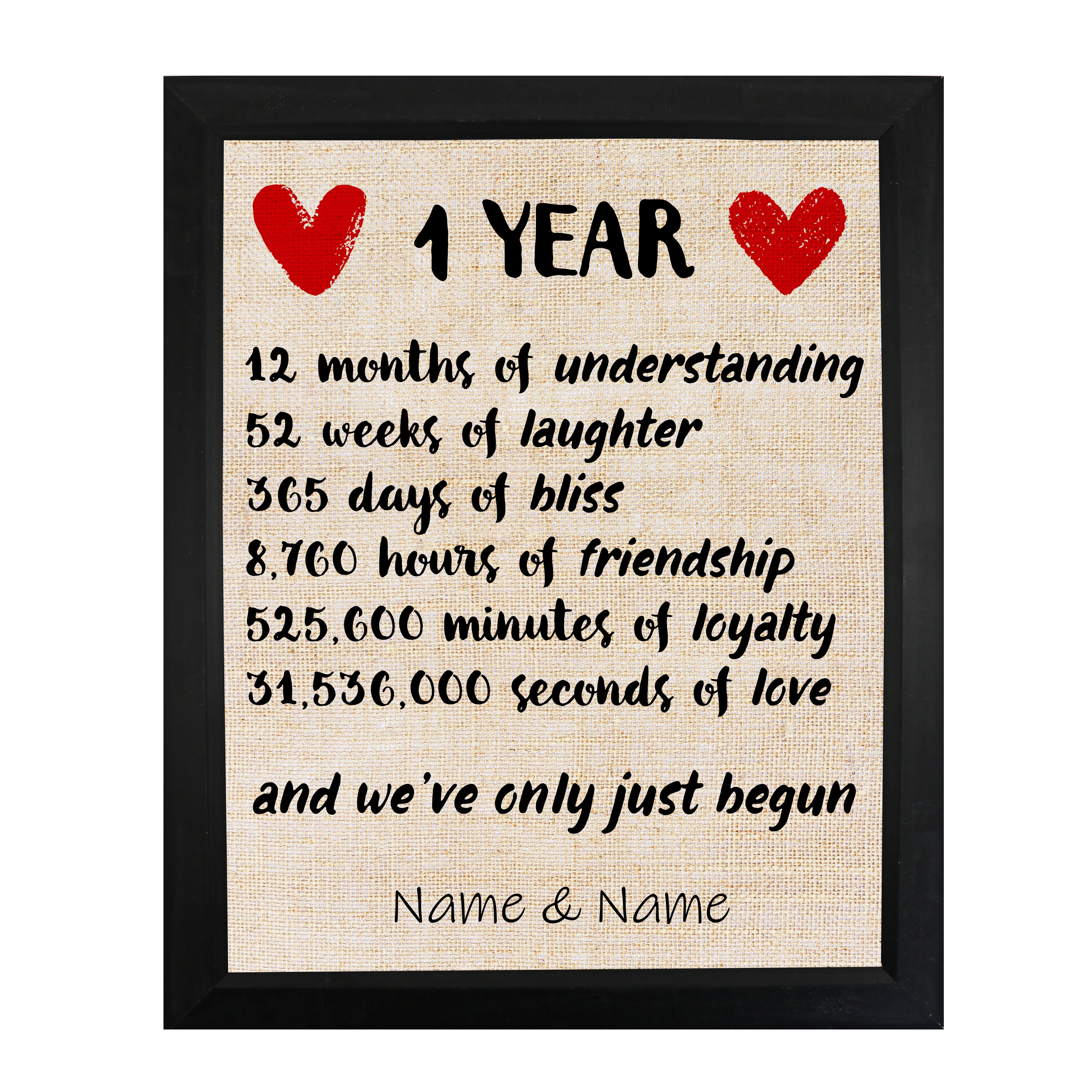 Couples Collection (One Year Anniversary - Personalized) Framed TrendyPrint™ Wall Art