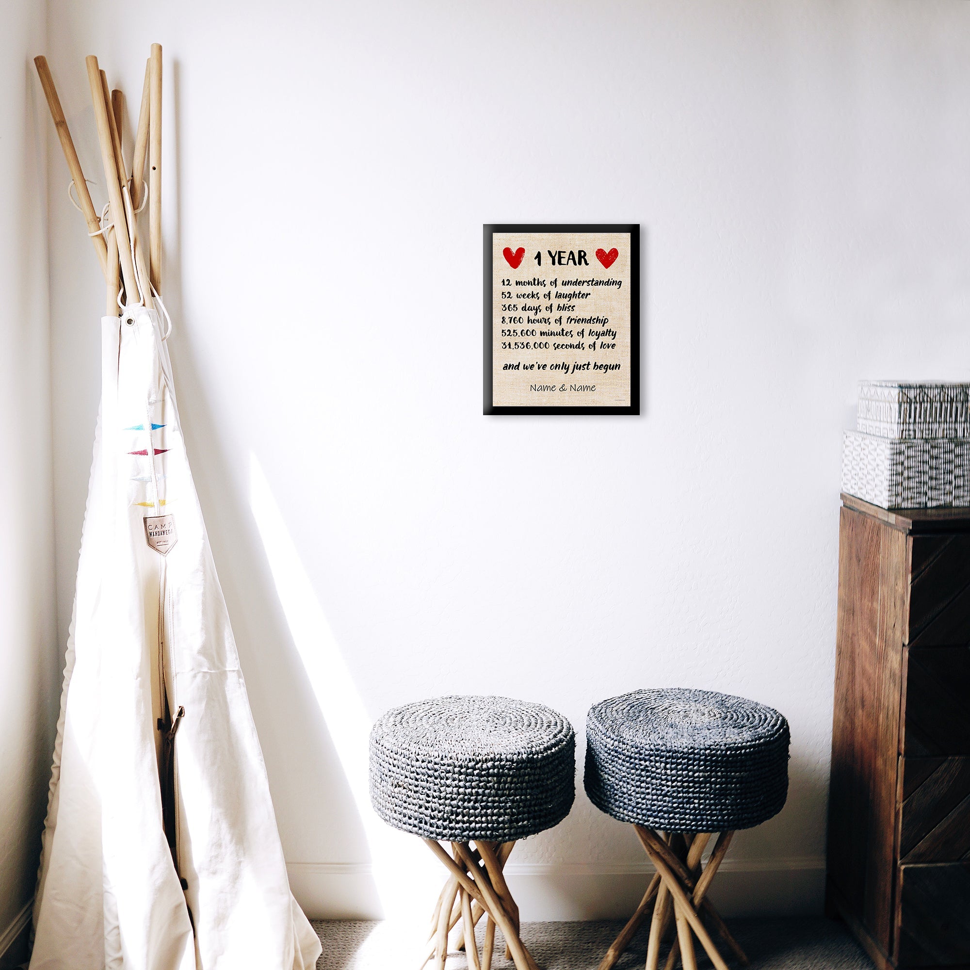 Couples Collection (One Year Anniversary - Personalized) Framed TrendyPrint™ Wall Art