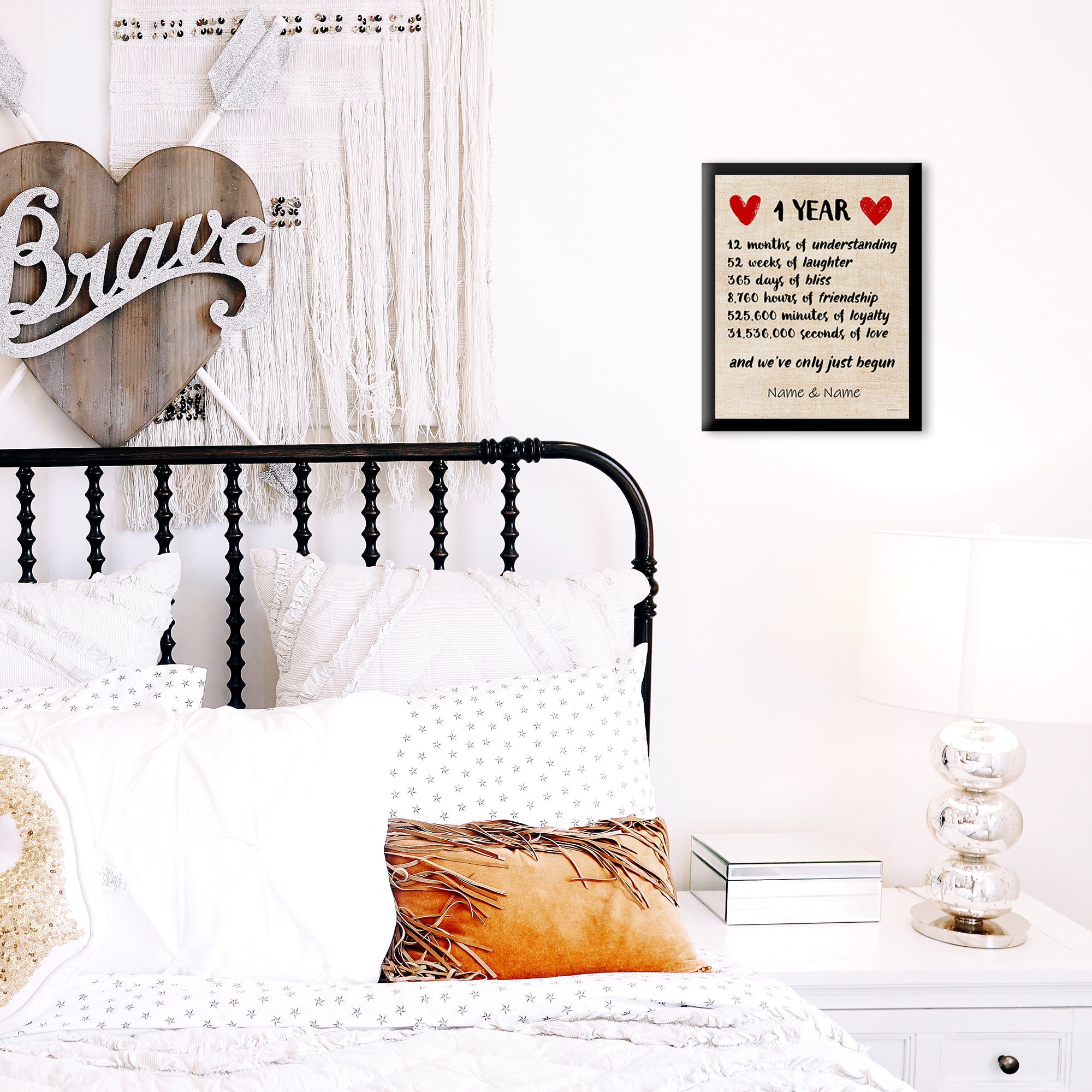 Couples Collection (One Year Anniversary - Personalized) Framed TrendyPrint™ Wall Art