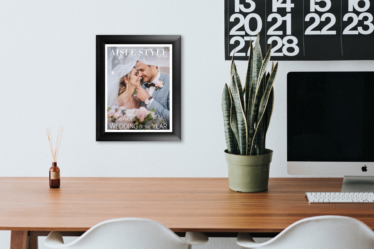 Trend Setters Original (Wedding Magazine Cover – Personalized) Framed TrendyPrint™ Wall Art TPFU08100540CLA