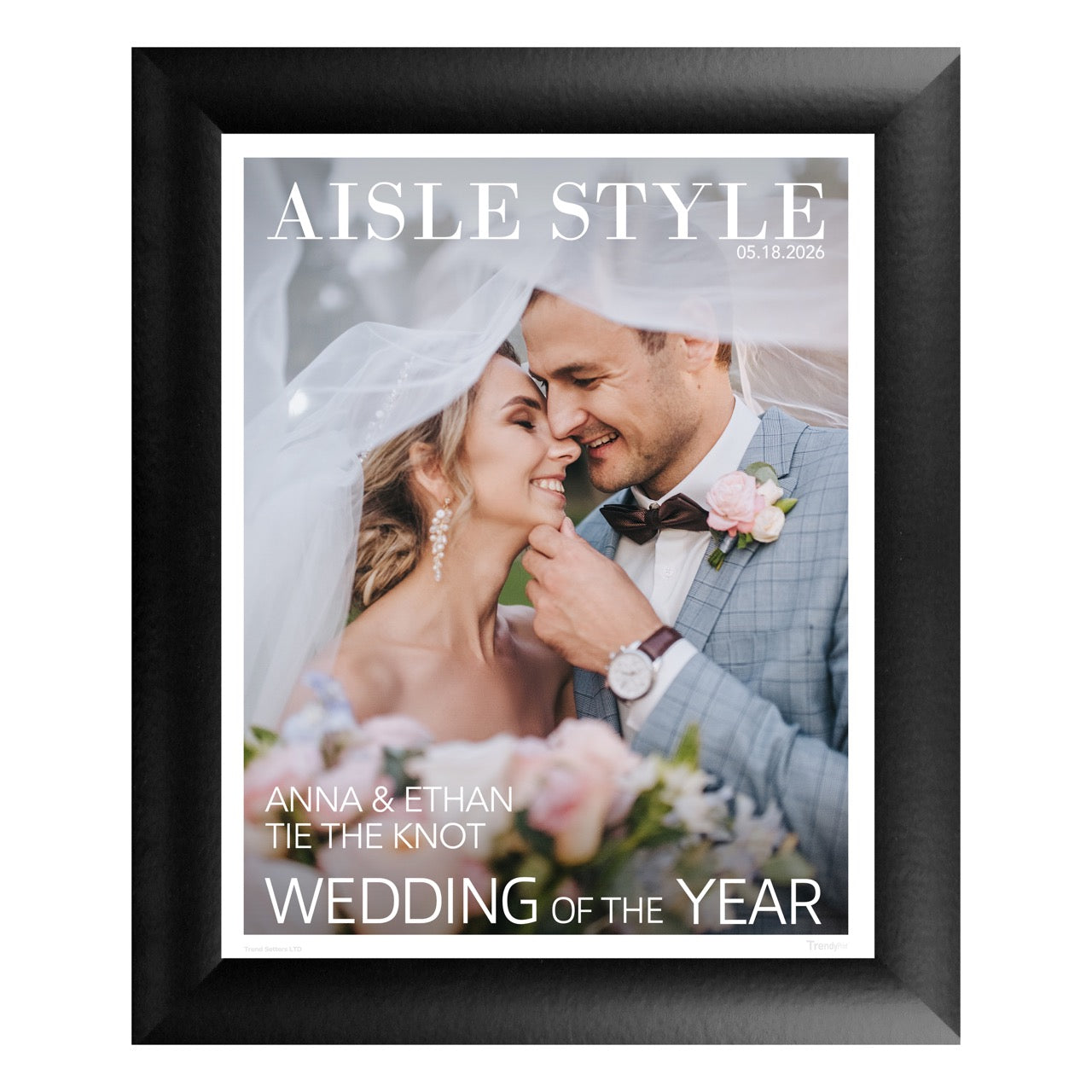 Trend Setters Original (Wedding Magazine Cover – Personalized) Framed TrendyPrint™ Wall Art TPFU08100540CLA