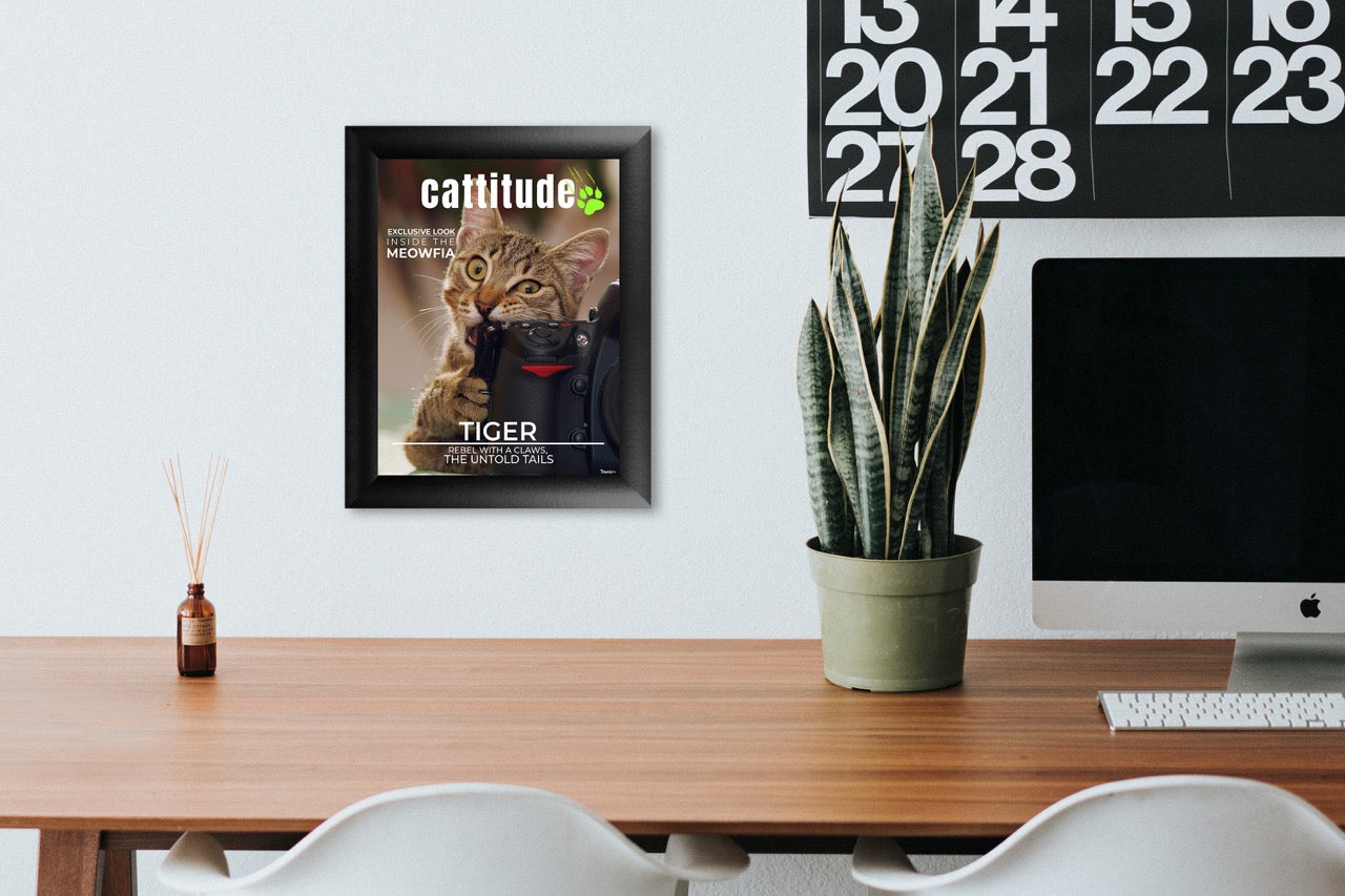 Trend Setters Original (Cat Magazine Cover – Personalized) Framed TrendyPrint™ Wall Art TPFU08100876CLA
