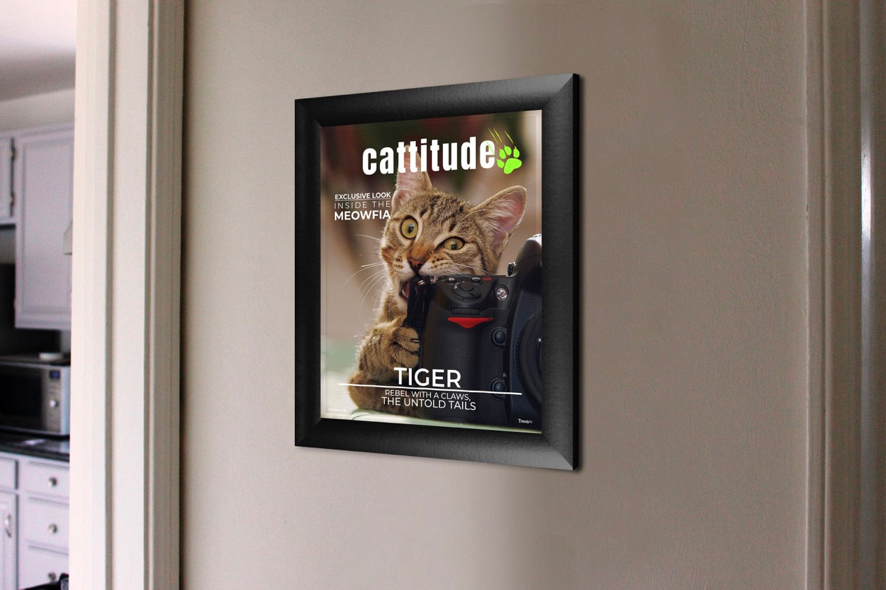 Trend Setters Original (Cat Magazine Cover – Personalized) Framed TrendyPrint™ Wall Art TPFU08100876CLA