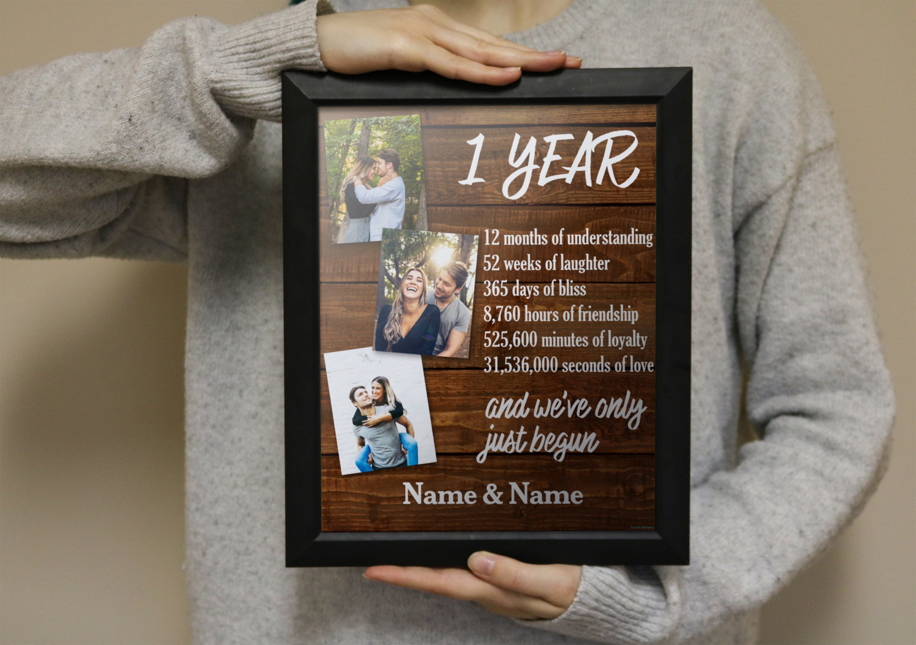 Couples Collection (One Year Anniversary - Personalized) Framed TrendyPrint™ Wall Art