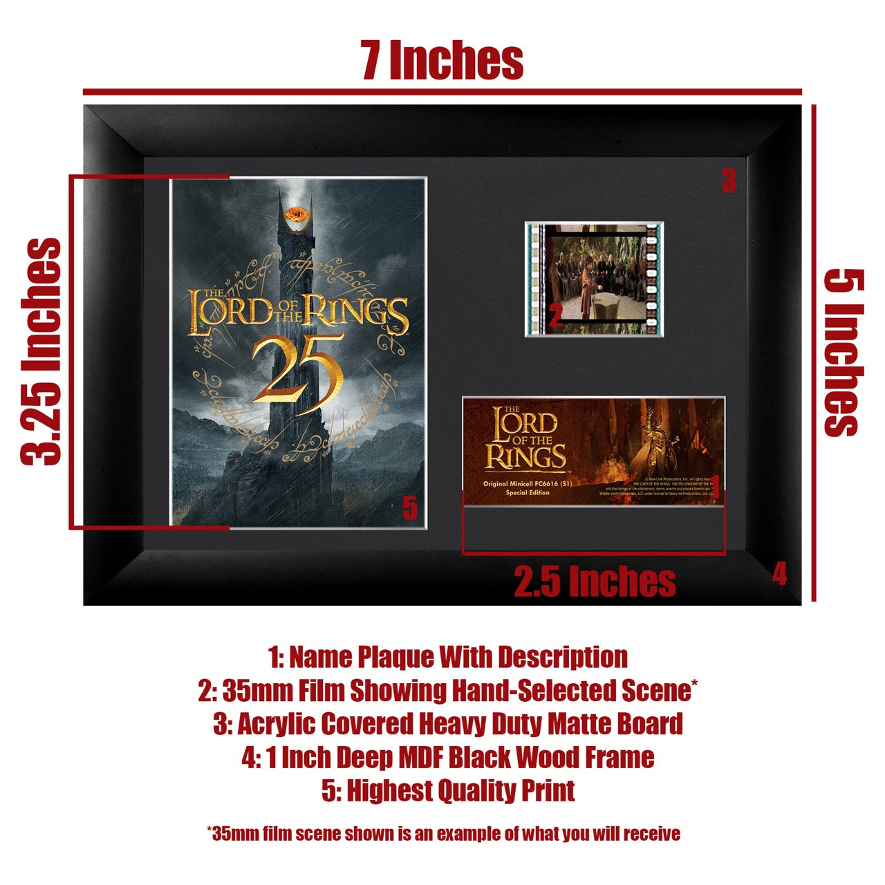 The Lord of the Rings: The Fellowship of the Ring 25th Anniversary (Flame of Mordor) Minicell FilmCells™ Framed Desktop Presentation USFC6616