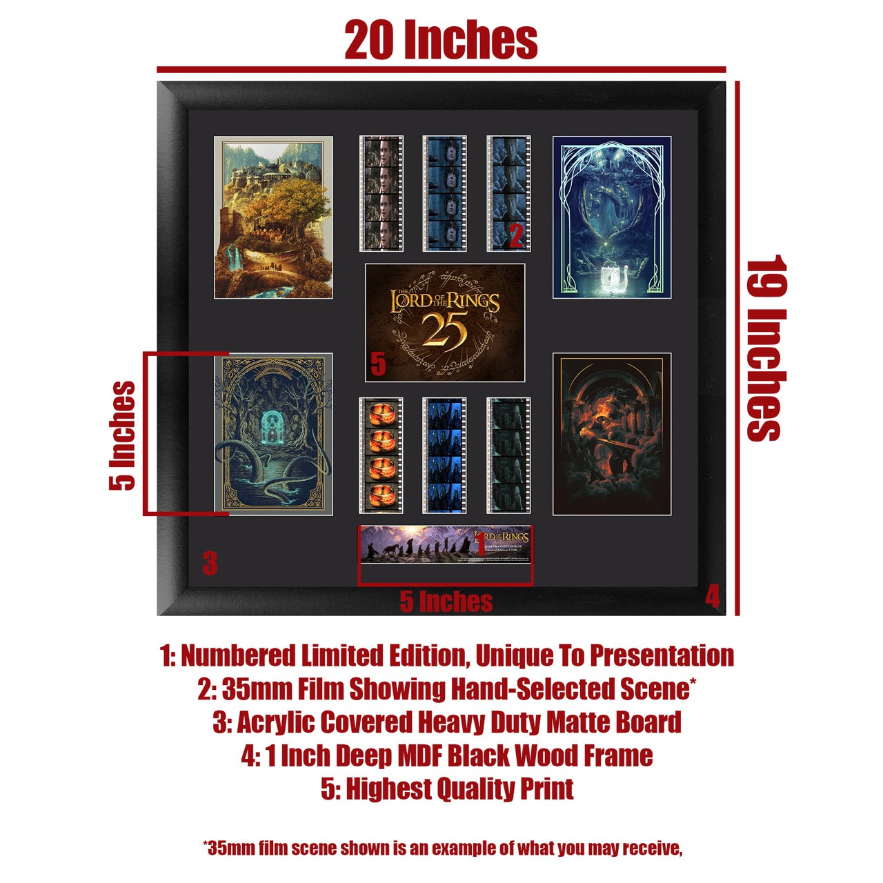 The Lord of the Rings: The Fellowship of the Ring 25th Anniversary (Journey Through Middle-Earth) FilmCells™ Presentation Limited Edition Montage Framed Art USFC6618