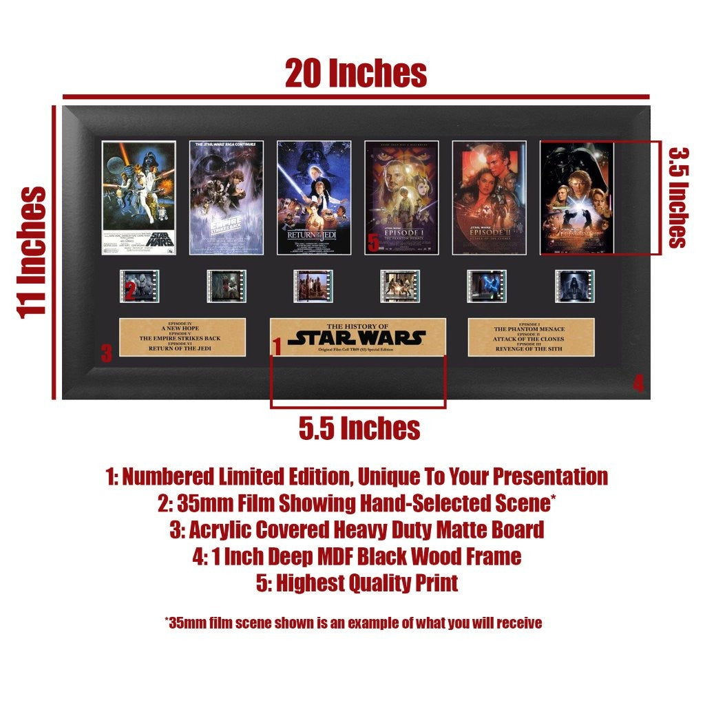 Star Wars: Episodes 1-6 Tribute (Through The Ages) FilmCells Presentation Limited Edition Deluxe Wall Art USTR09