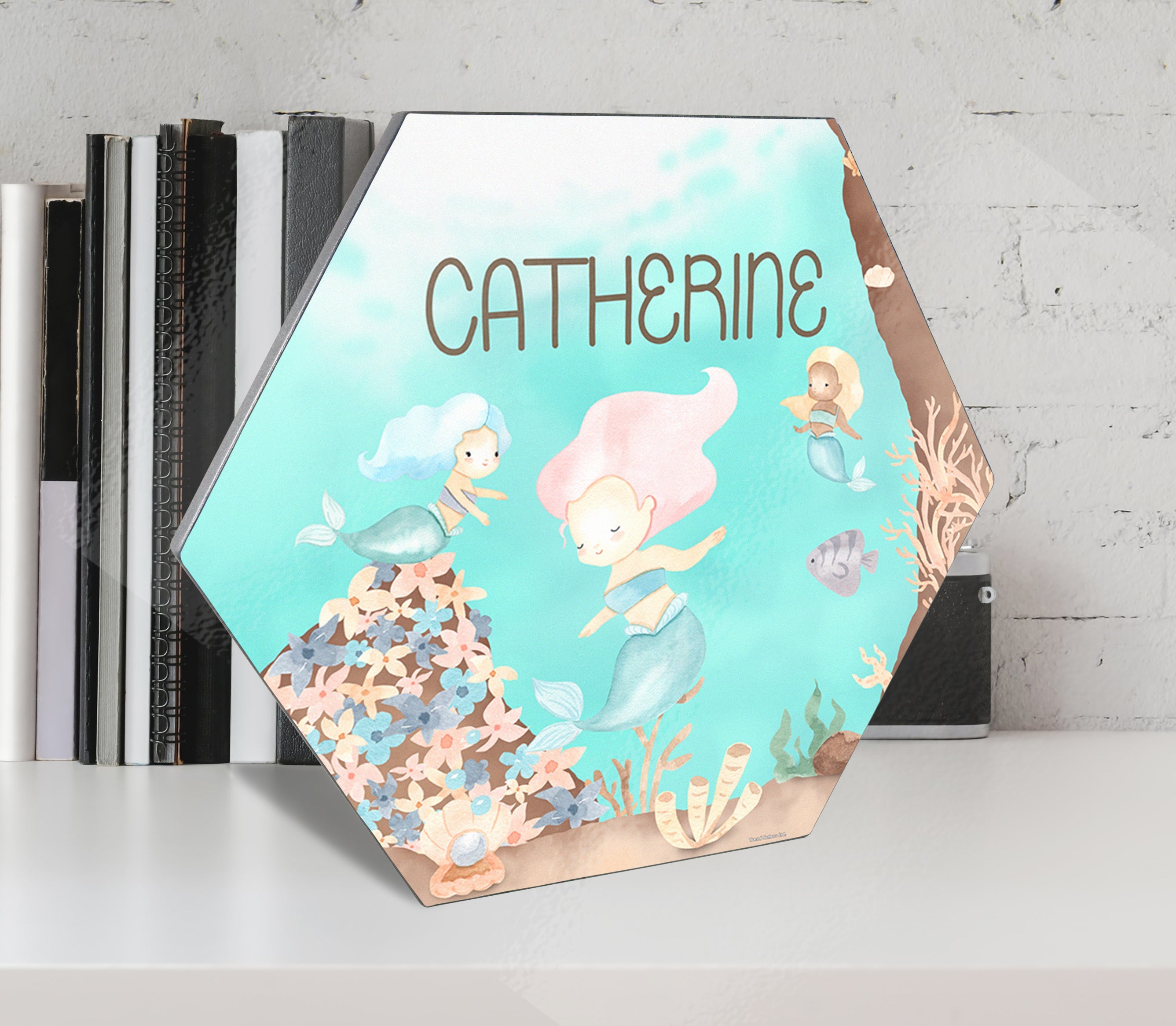 Kids Collection (Mermaid Nursery - Personalized) Hexagon KNEXAGON™ Wood Print
