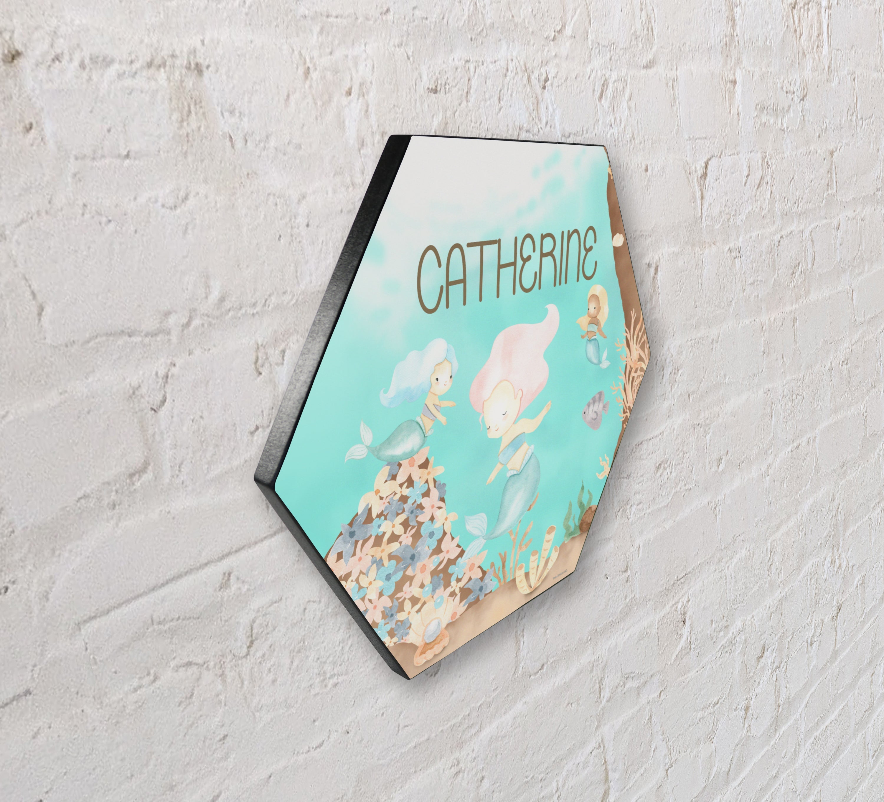 Kids Collection (Mermaid Nursery - Personalized) Hexagon KNEXAGON™ Wood Print