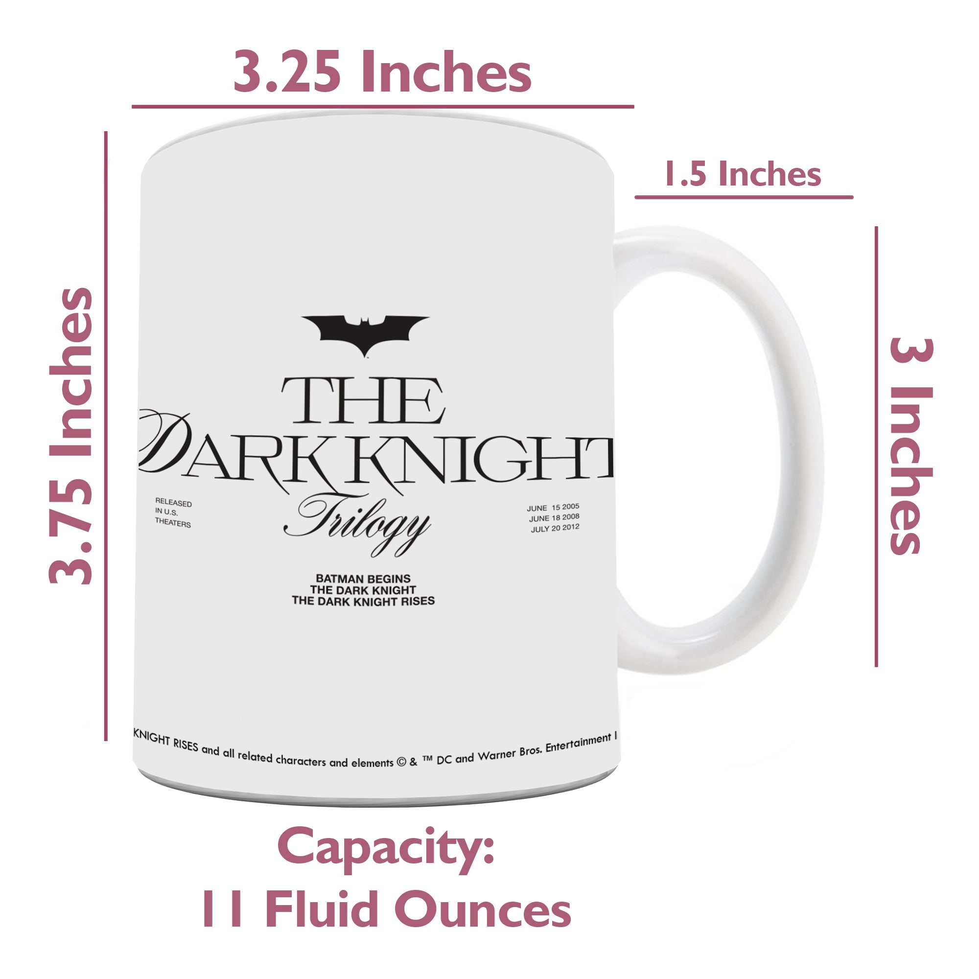 Batman 85th Anniversary (The Dark Knight Trilogy) 11 oz White Ceramic Mug WMUG1647