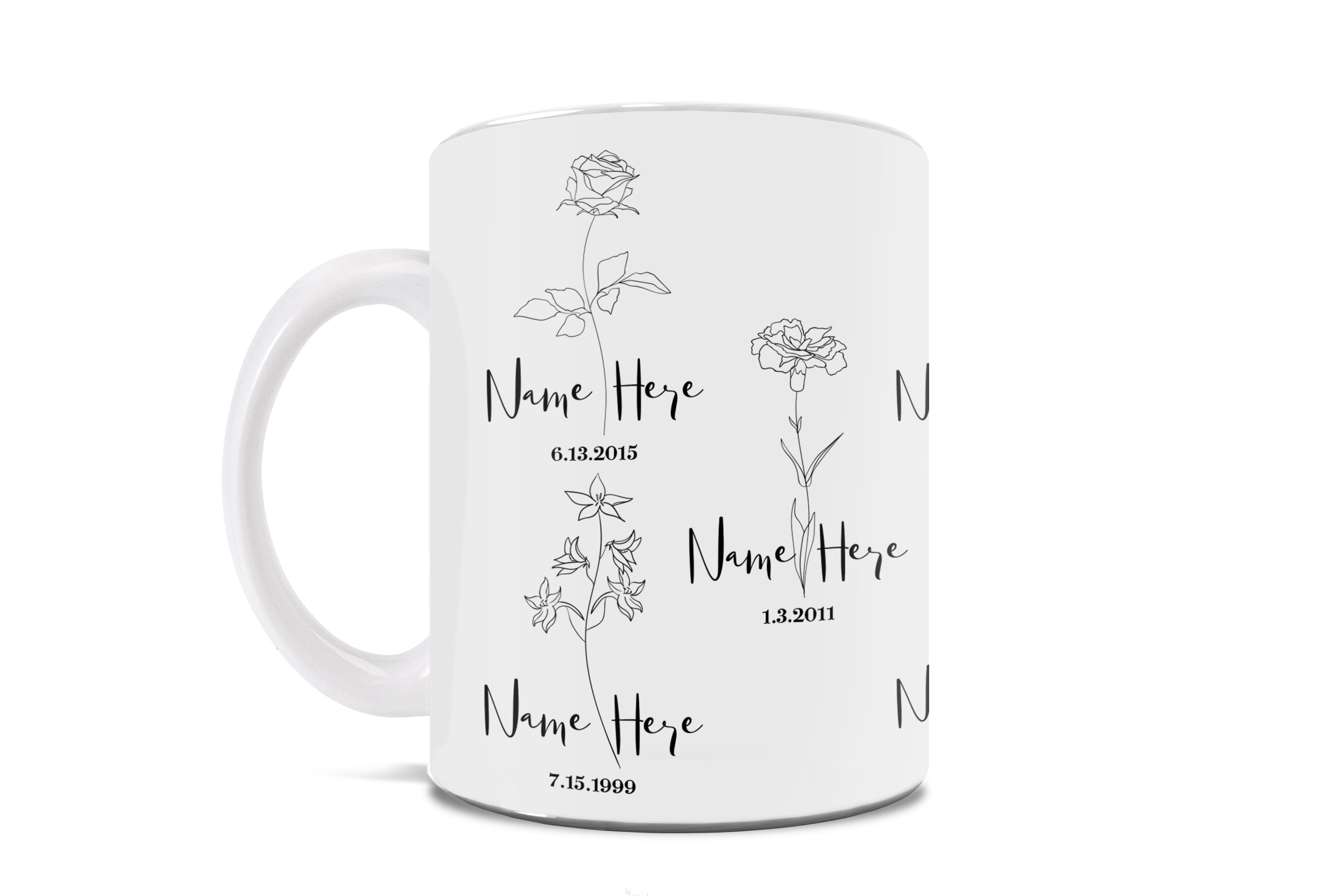 Family Collection (Birth Month Flower Garden - Personalized) White Ceramic Mug