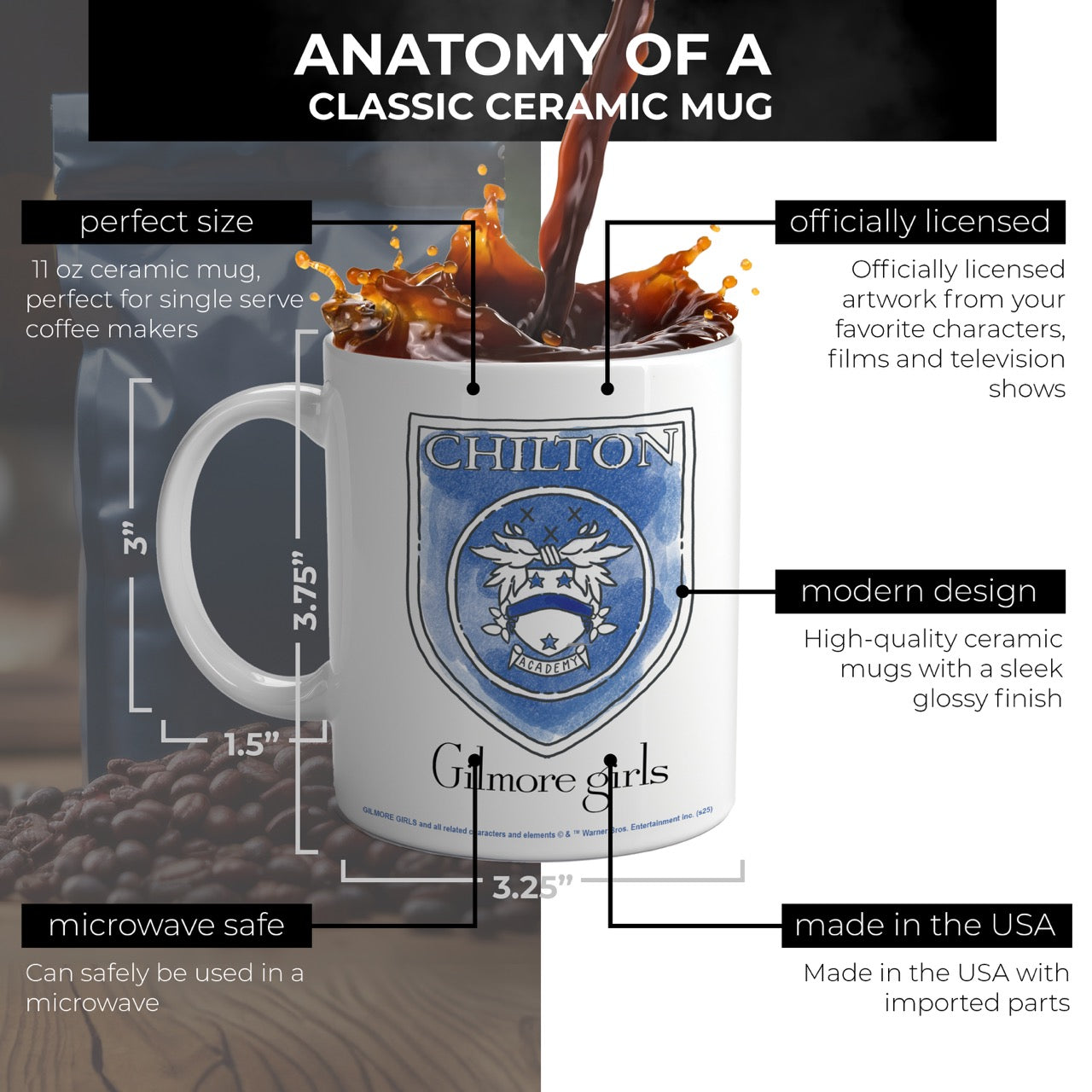 Gilmore Girls (Chilton Academy) 11 oz White Ceramic Mug WMUG1748
