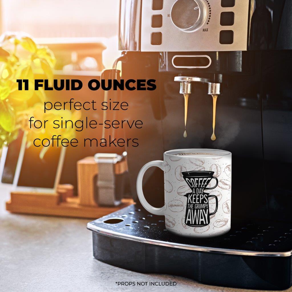 Trend Setters Original (Coffee a Day Keeps the Grumpy Away) 11 oz White Ceramic Mug WMUG1768