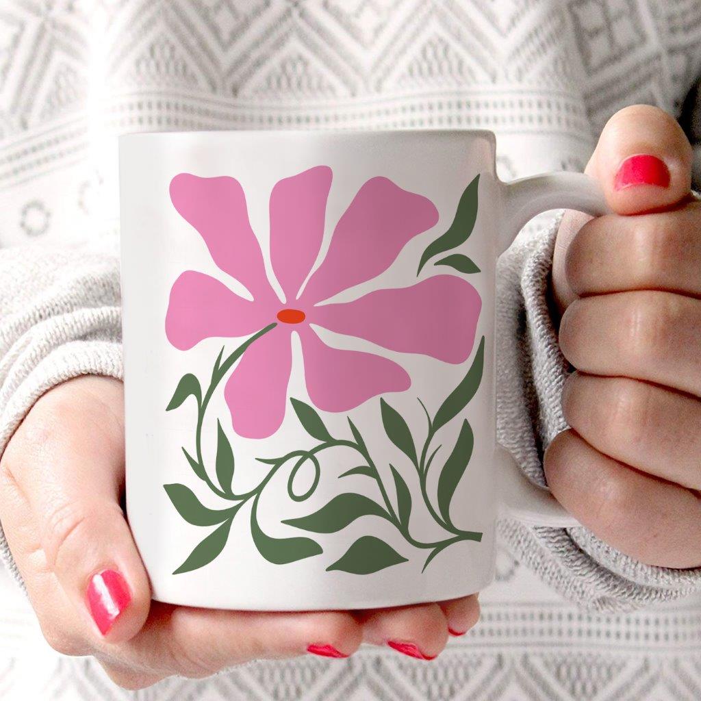 Trend Setters Original (Pink Floral) 11 oz White Ceramic Mug WMUG1770