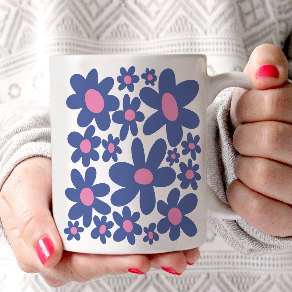 Trend Setters Original (Blue Flowers) 11 oz White Ceramic Mug WMUG1772