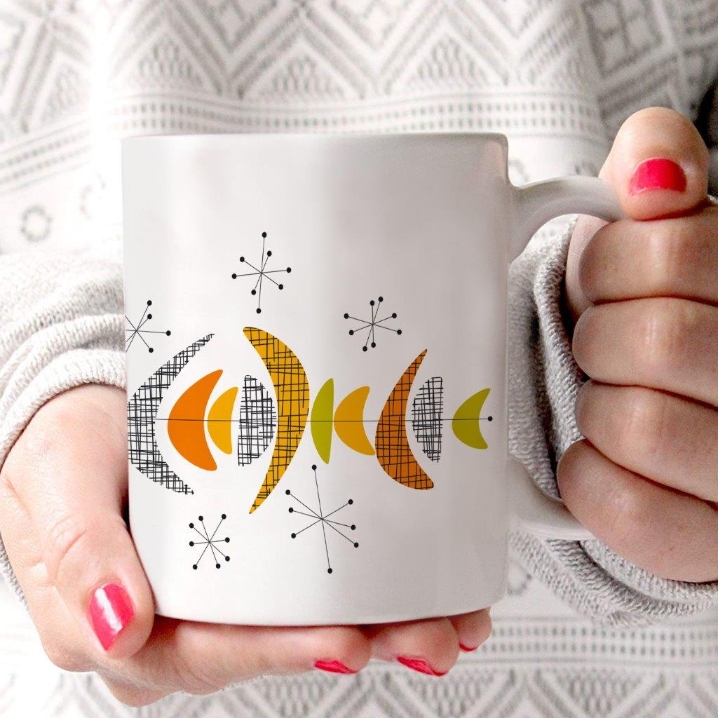 Trend Setters Original (Mid-Century Modern Atomic) 11 oz White Ceramic Mug WMUG1774