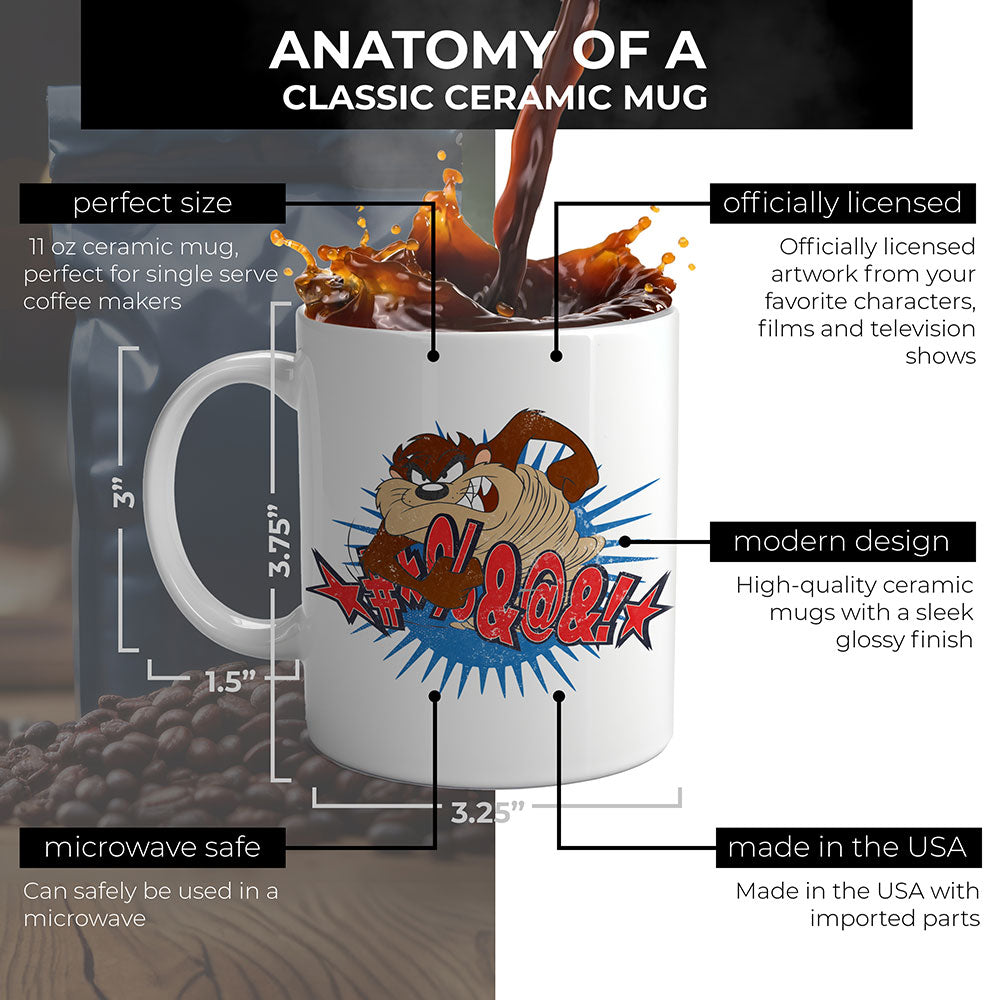 Looney Tunes (Taz Unleashed) 11 oz White Ceramic Mug WMUG1804