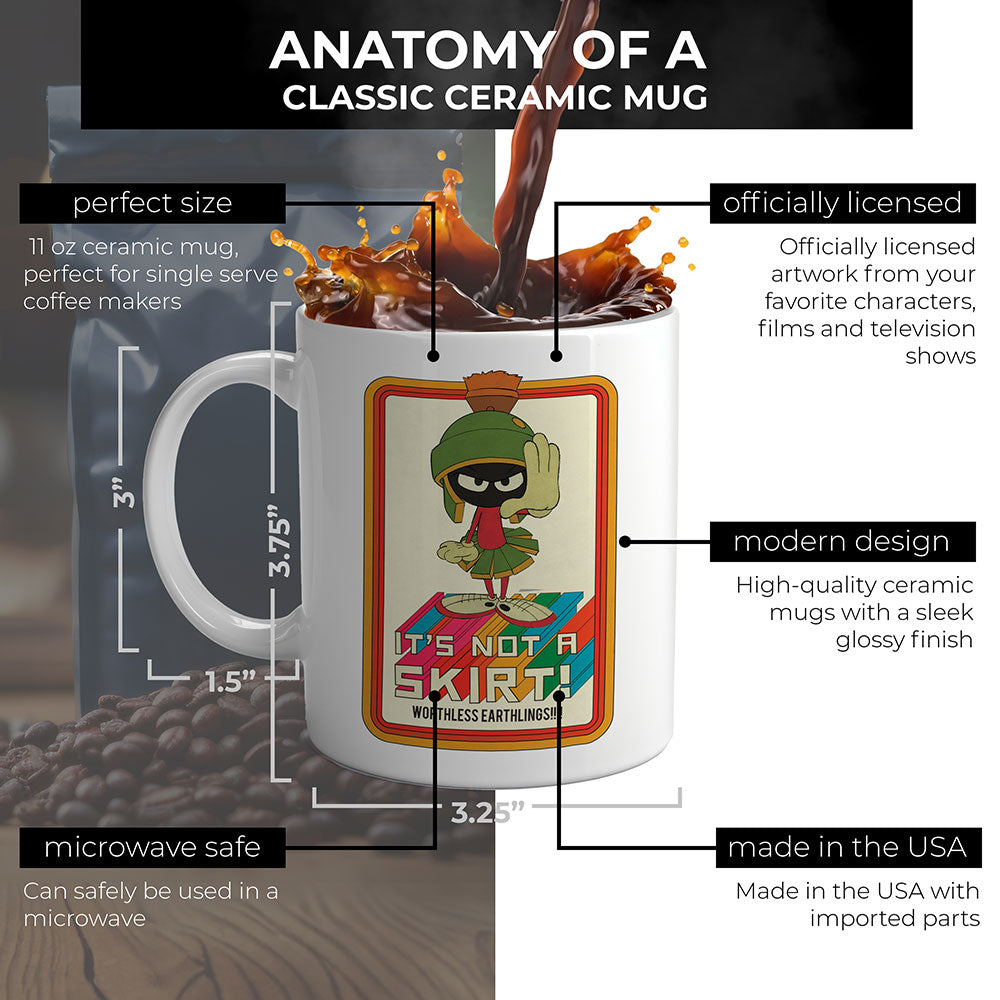 Looney Tunes (Marvin The Martian: It’s Not A Skirt) 11 oz White Ceramic Mug WMUG1805