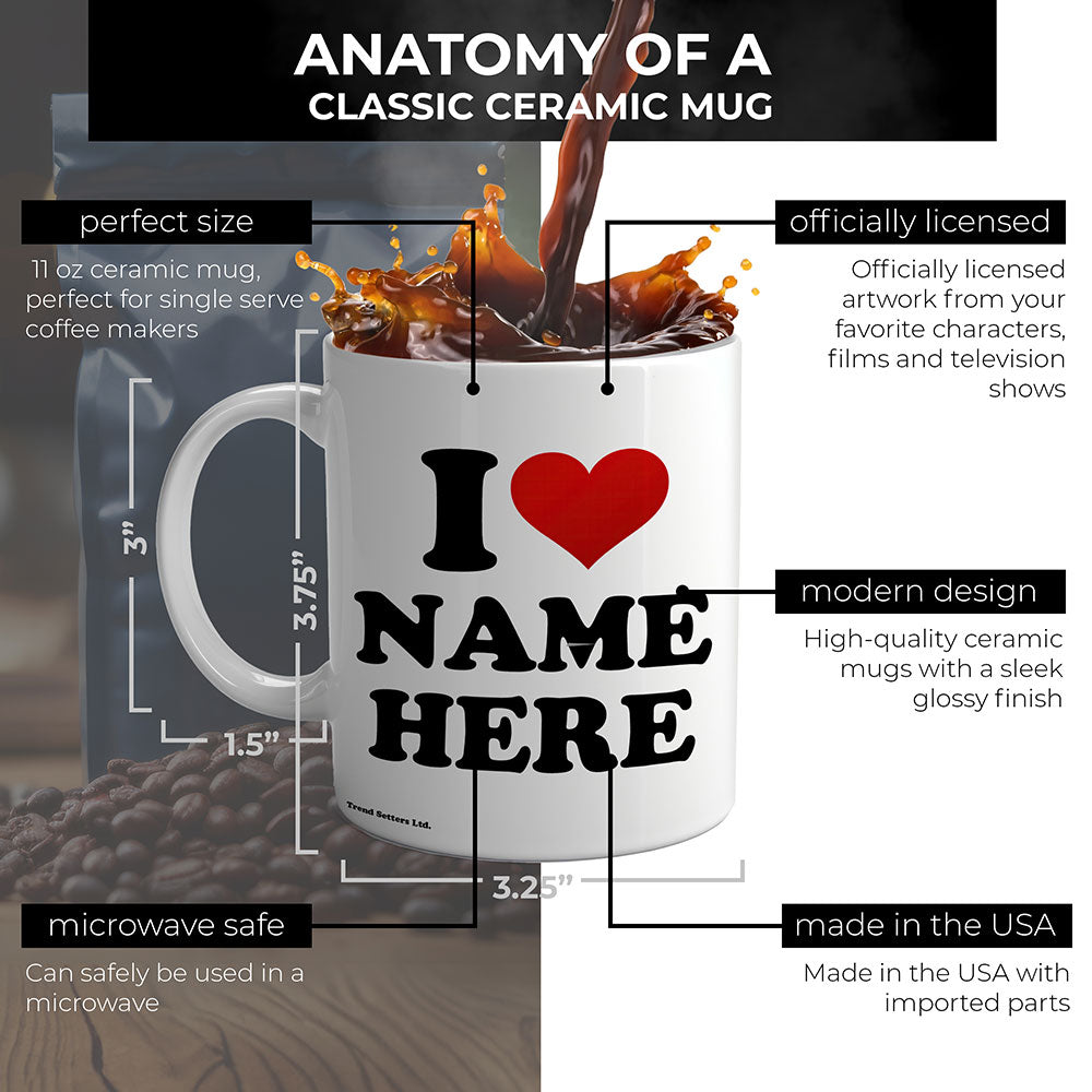 Trend Setters Original (I Heart Custom Name) Personalized 11 oz White Ceramic Mug WMUG1820