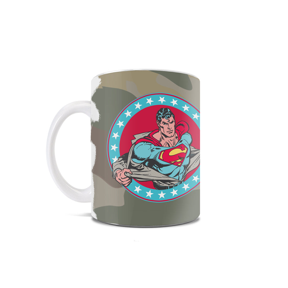 Superman (Camouflage and American Flag Shield) 11 oz White Ceramic Mug WMUG1828