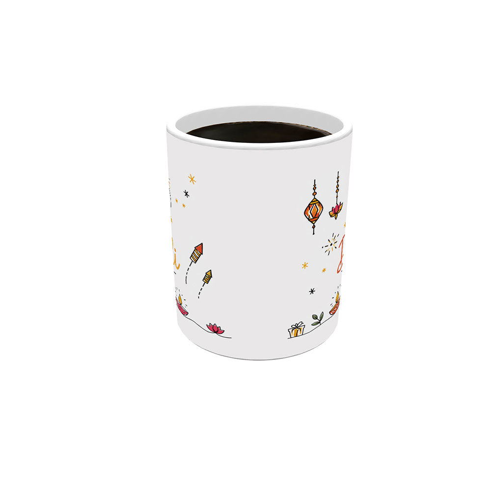 Trend Setters Original (Happy Diwali Lanterns and Diyas) 11 oz White Ceramic Mug WMUG1858