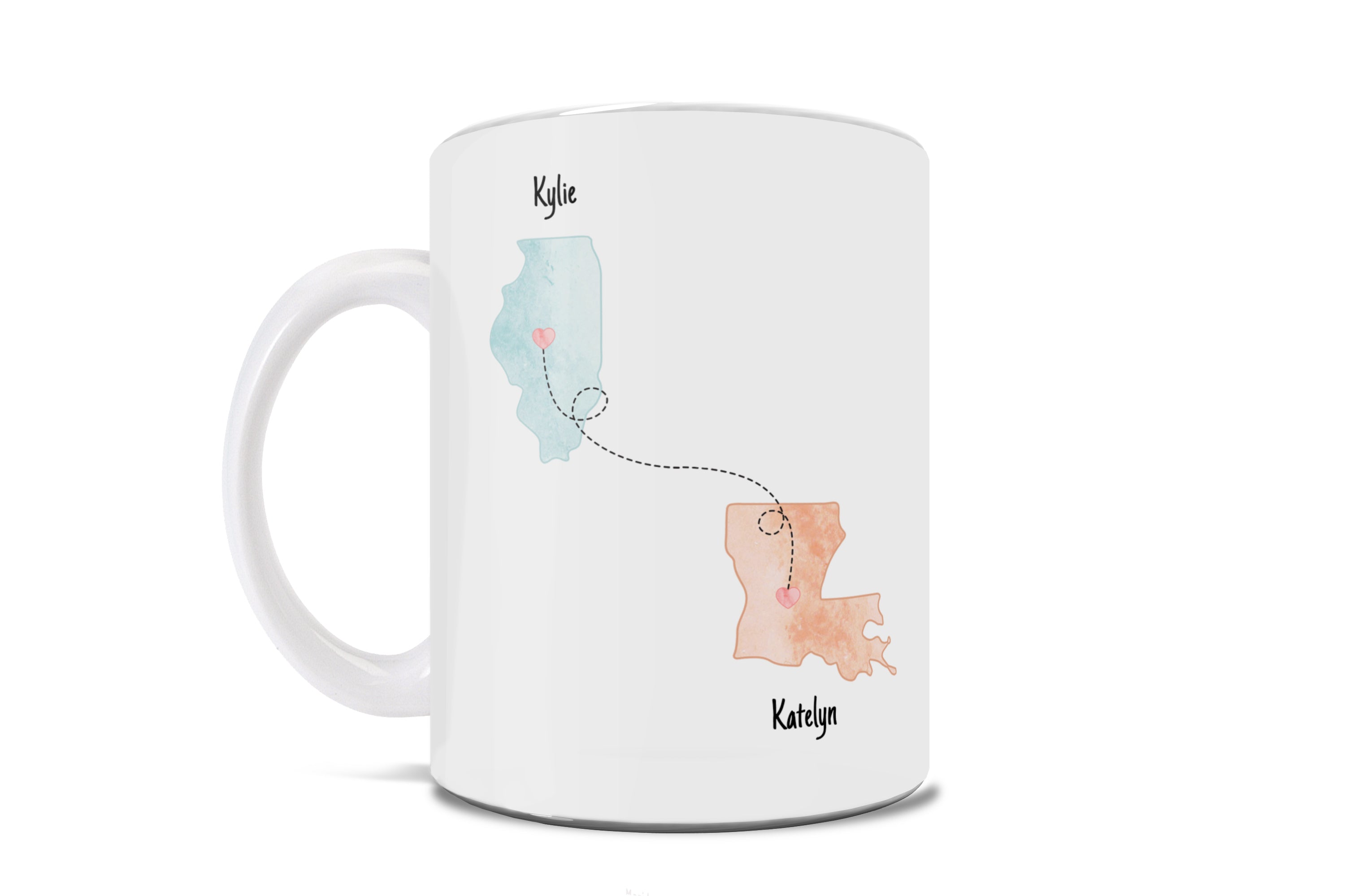 Trend Setters Original (State to State Long Distance - Personalized) 11 oz White Ceramic Mug