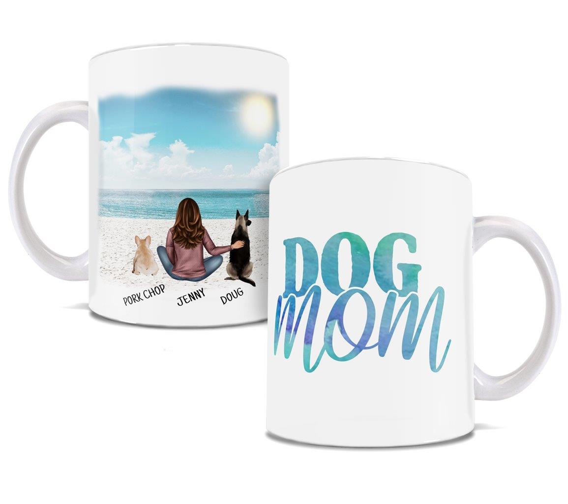 Pet Collection (Custom Woman and Dog Cartoon Design) 11 oz White Ceramic Mug