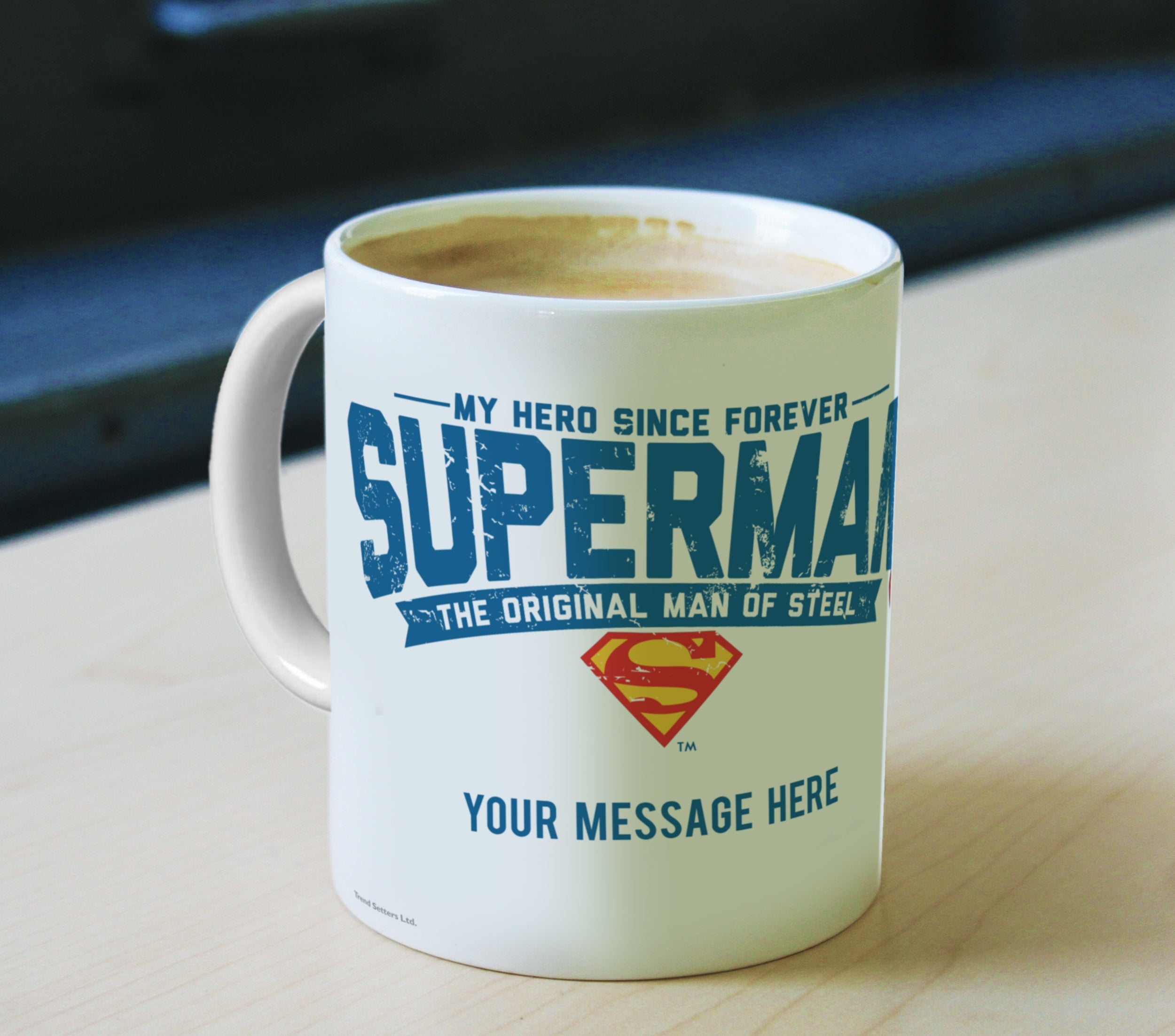 Father's Day Collection (Superman – First Hero - Personalized) 11 oz White Ceramic Mug