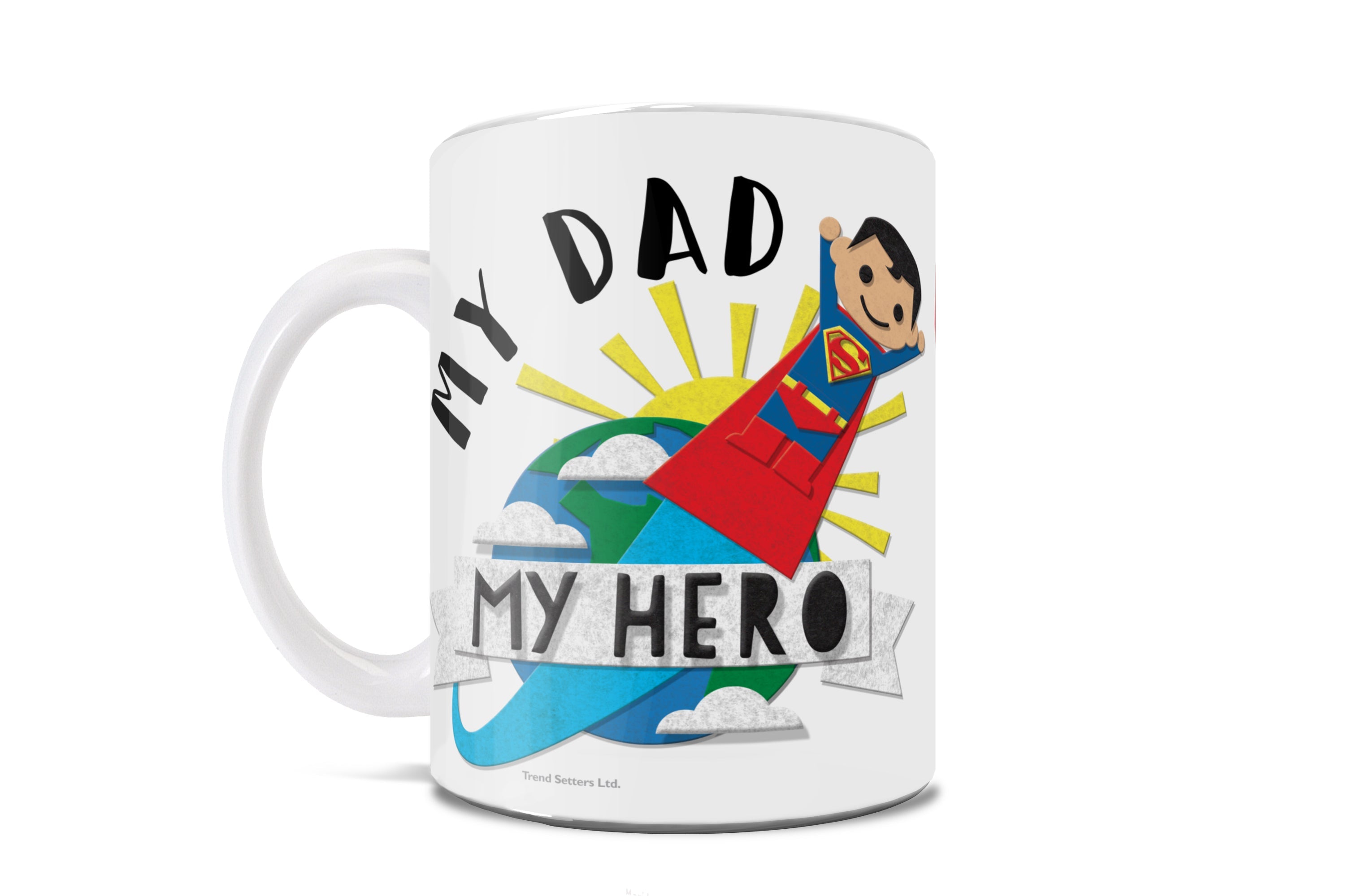 Father's Day Collection (Superman – Dad My Hero – Personalized 11 oz White Ceramic Mug
