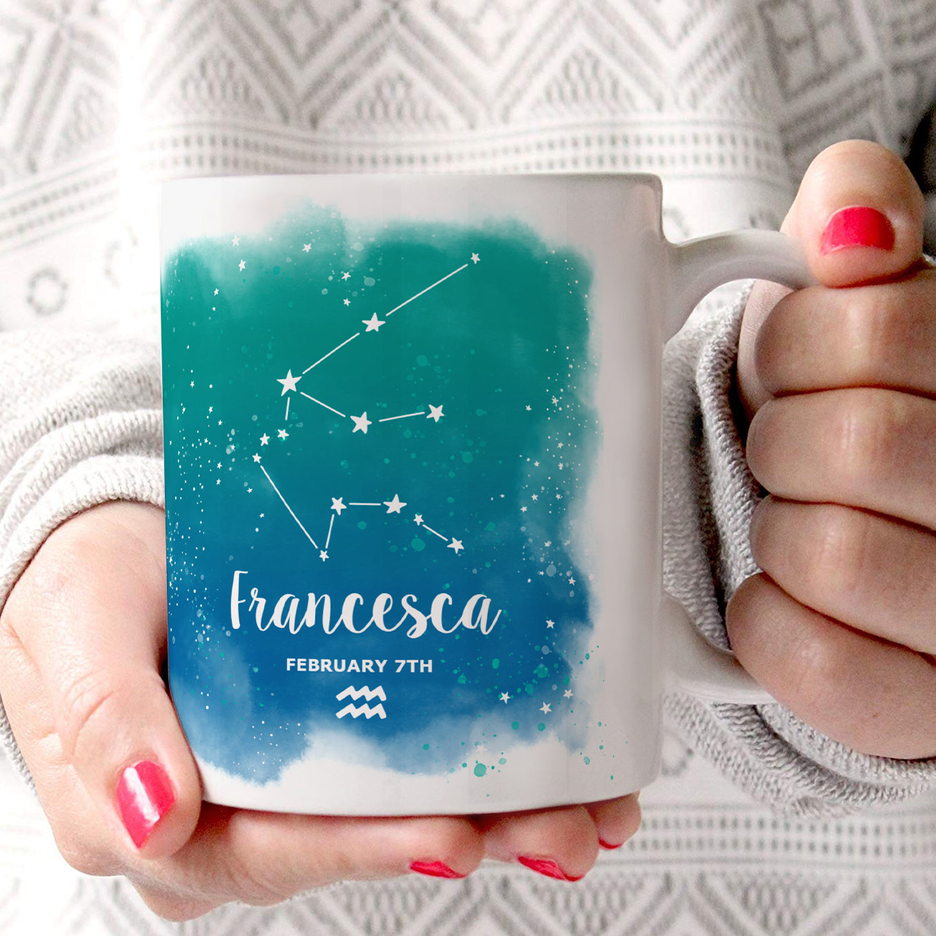 Zodiac Collection (Aquarius - Personalized) 11 oz White Ceramic Mug