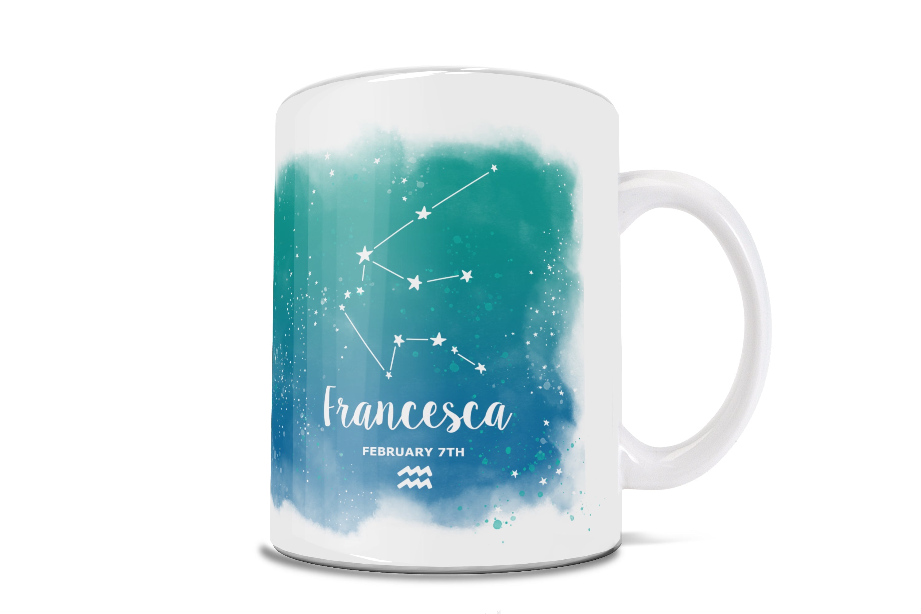 Zodiac Collection (Aquarius - Personalized) 11 oz White Ceramic Mug