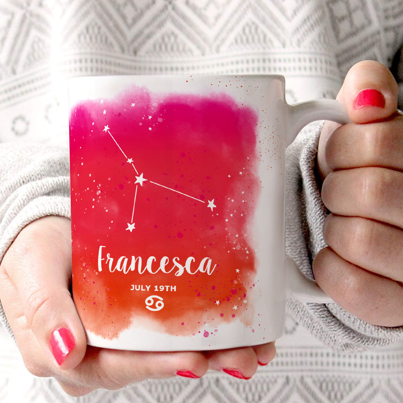 Zodiac Collection (Cancer - Personalized) 11 oz White Ceramic Mug