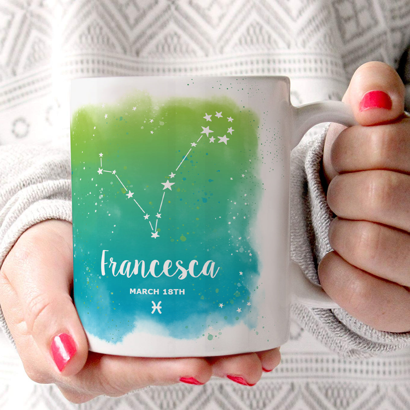 Zodiac Collection (Pisces - Personalized) 11 oz White Ceramic Mug