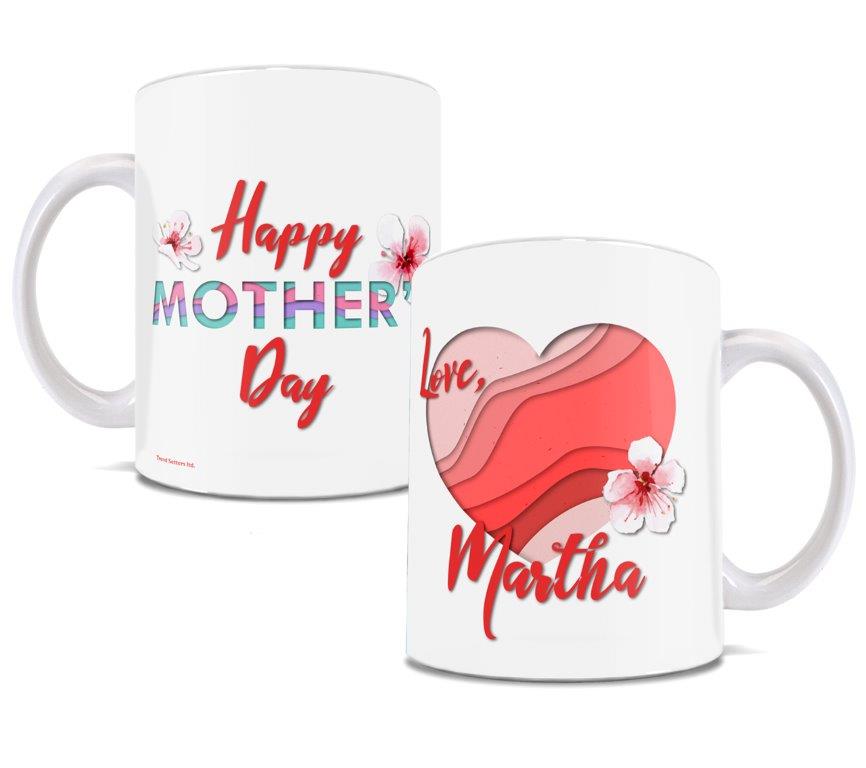 Mother’s Day Collection (Coral Heart – Personalized) 11 oz White Ceramic Mug