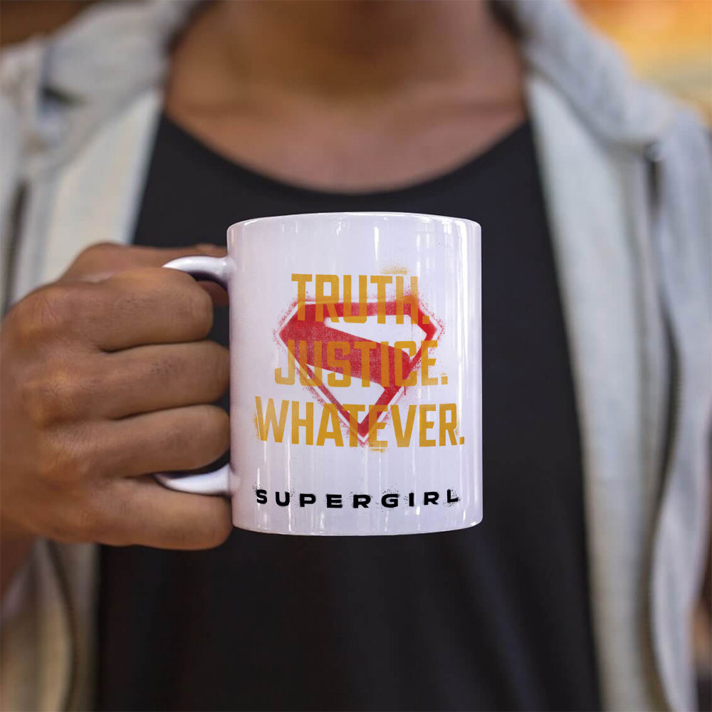 Supergirl (Truth. Justice. Whatever.) Personalized Photo Upload 11 oz White Ceramic Mug WMUGU1809
