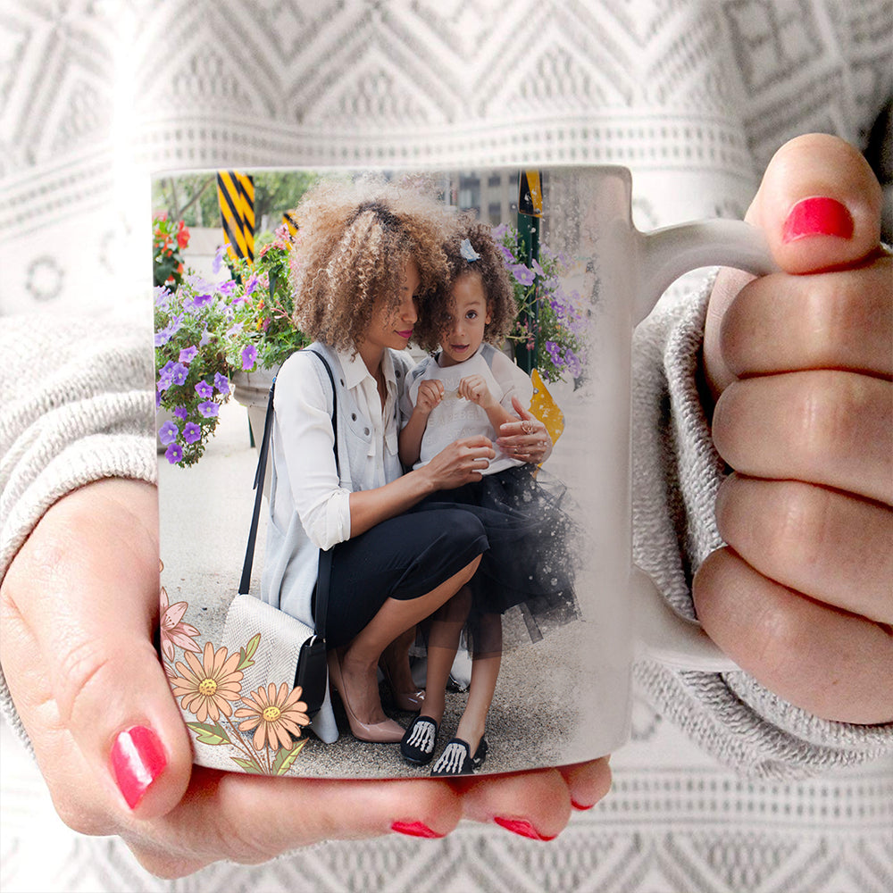 Trend Setters Original (Flower Fade) Personalized Photo Upload 11 oz White Ceramic Mug WMUGU1814