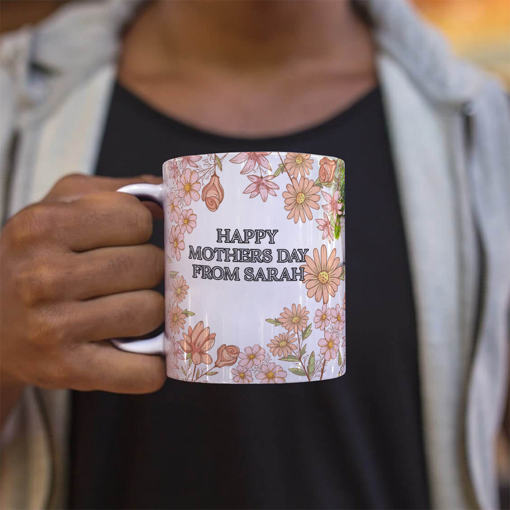Trend Setters Original (Flower Fade) Personalized Photo Upload 11 oz White Ceramic Mug WMUGU1814