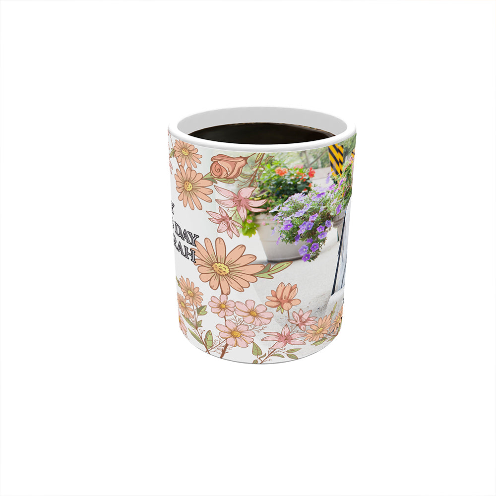 Trend Setters Original (Flower Fade) Personalized Photo Upload 11 oz White Ceramic Mug WMUGU1814