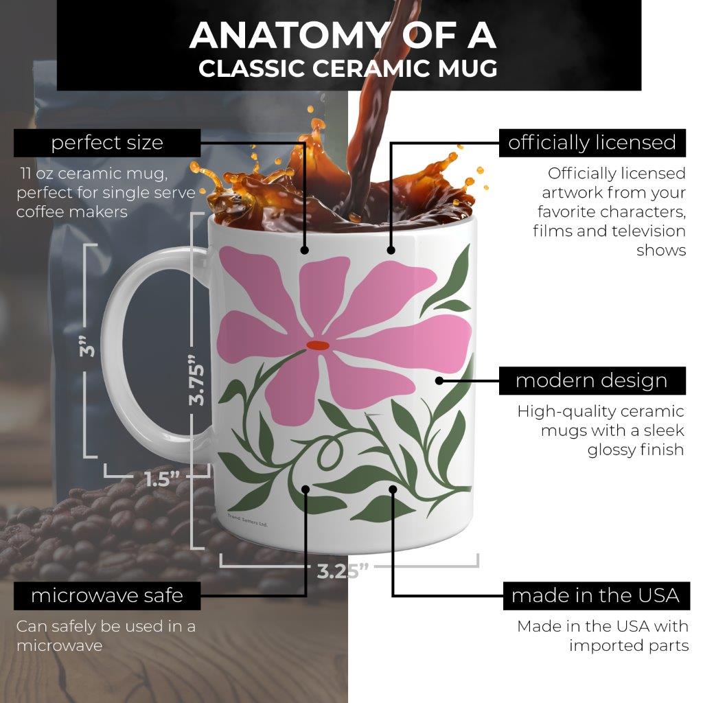 Trend Setters Original (Pink Floral) 11 oz White Ceramic Mug WMUG1770