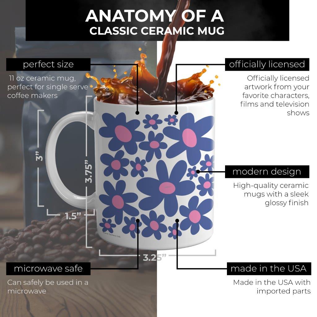 Trend Setters Original (Blue Flowers) 11 oz White Ceramic Mug WMUG1772