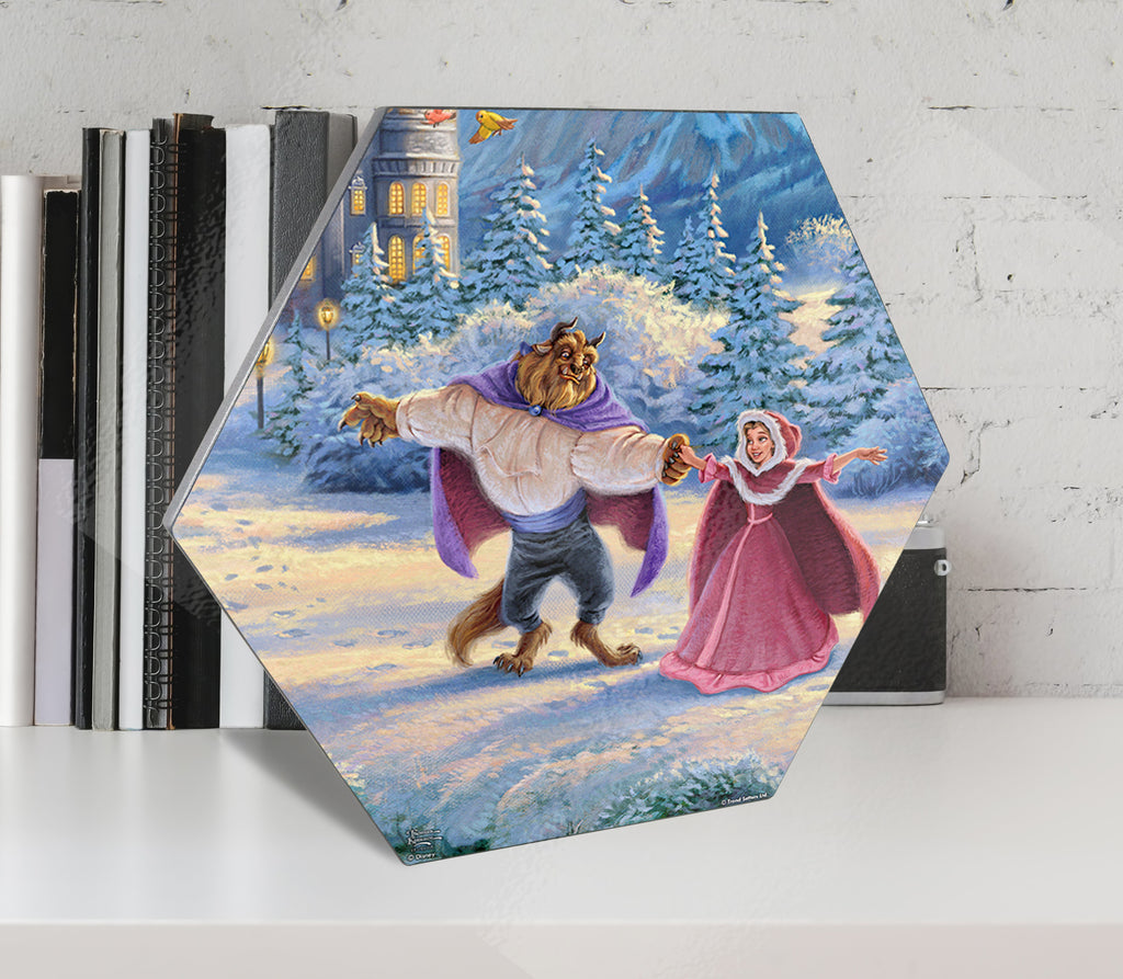 Disney (Beauty and the Beasts Winter Enchantment - Belle and Beast) KNEXAGON® Wood Print WPHEX0173