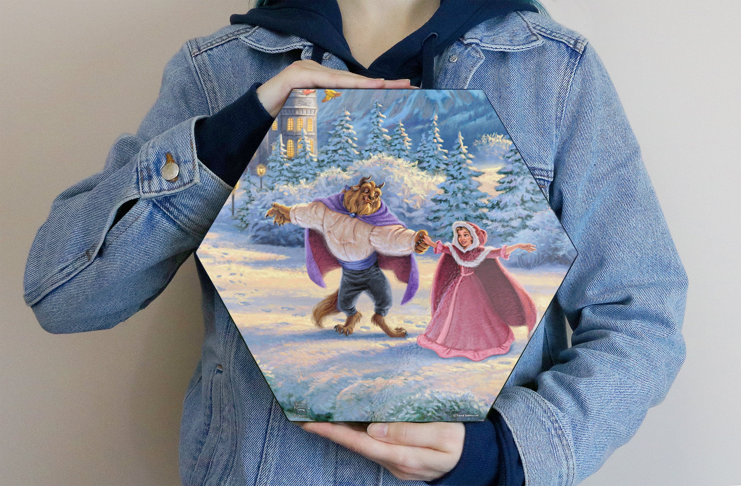 Disney (Beauty and the Beasts Winter Enchantment - Belle and Beast) KNEXAGON® Wood Print WPHEX0173