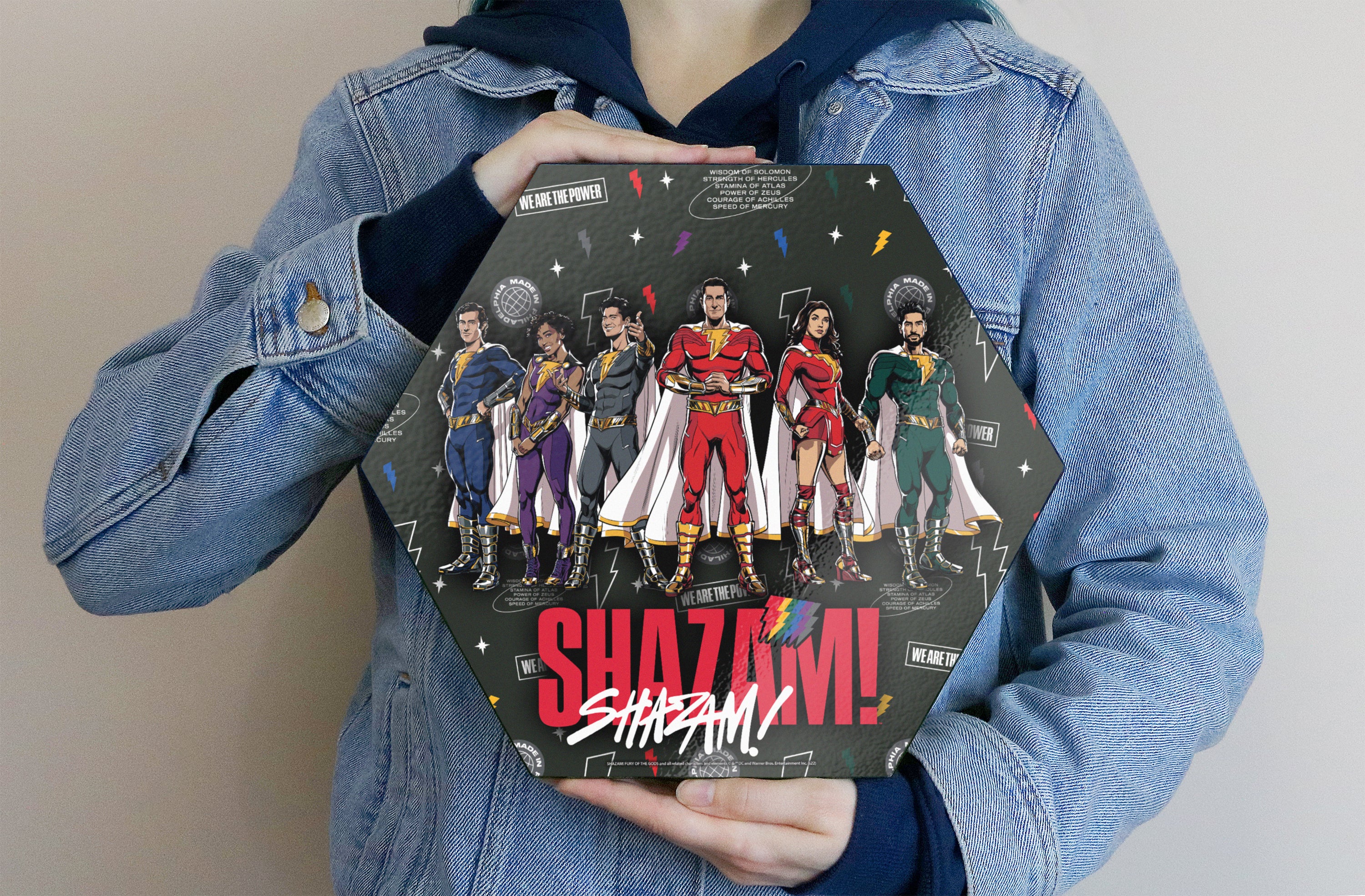 Shazam! Fury Of The Gods (Shazamily) KNEXAGON® Wood Print WPHEX0210