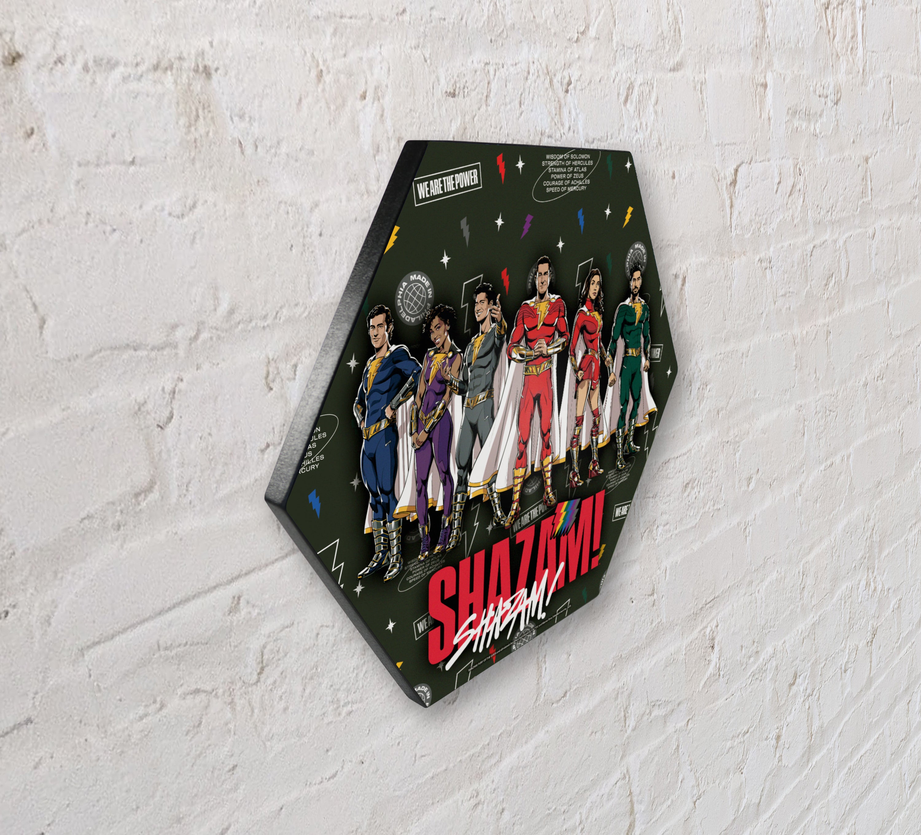 Shazam! Fury Of The Gods (Shazamily) KNEXAGON® Wood Print WPHEX0210