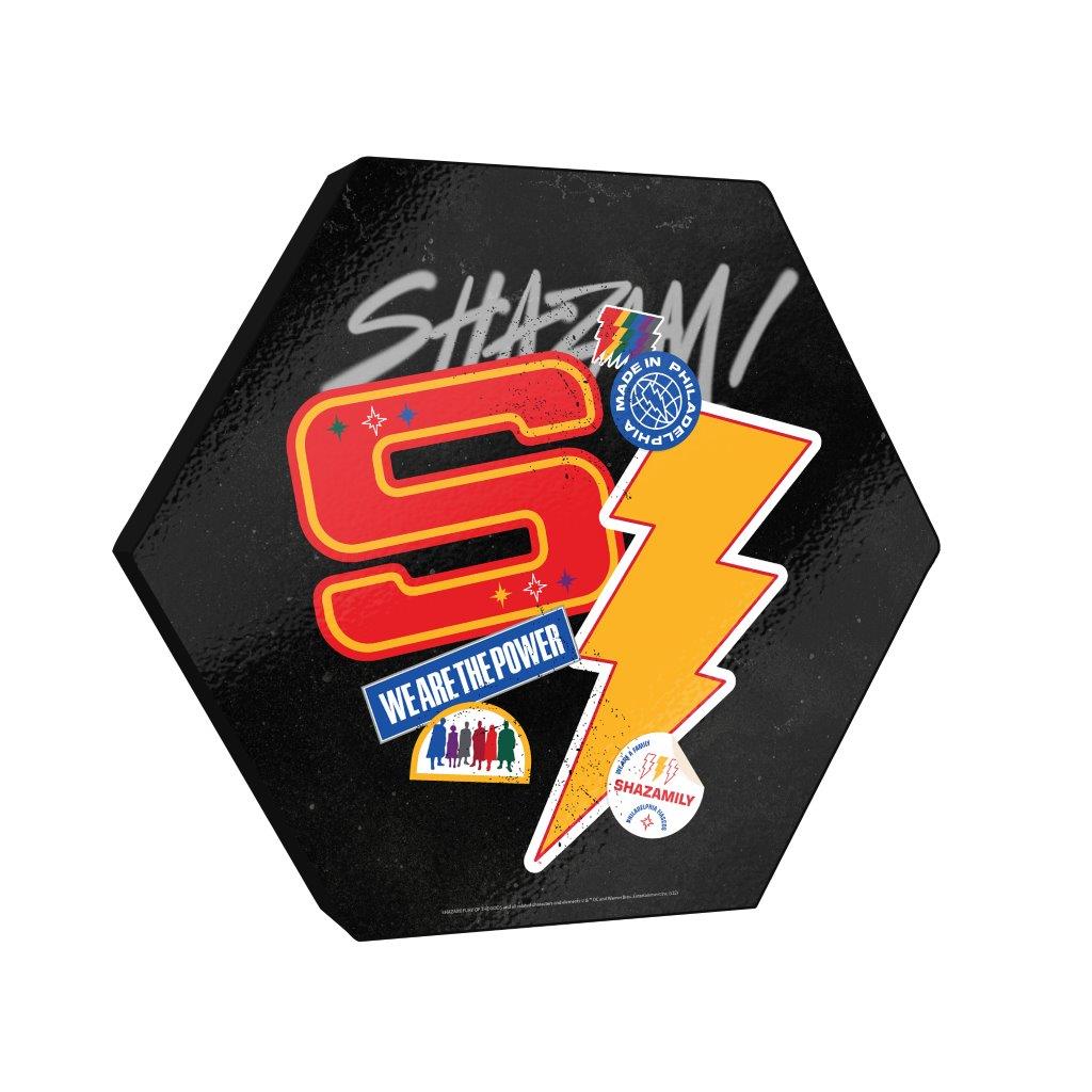Shazam! Fury Of The Gods (Stickers) KNEXAGON® Wood Print WPHEX0259