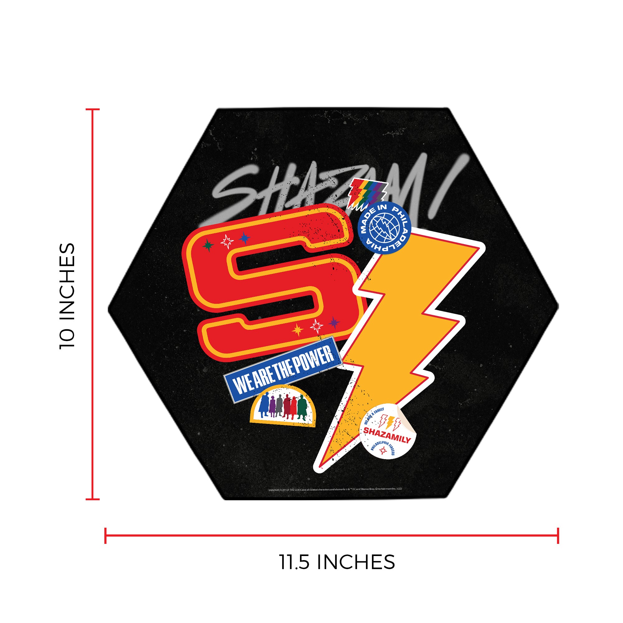 Shazam! Fury Of The Gods (Stickers) KNEXAGON® Wood Print WPHEX0259