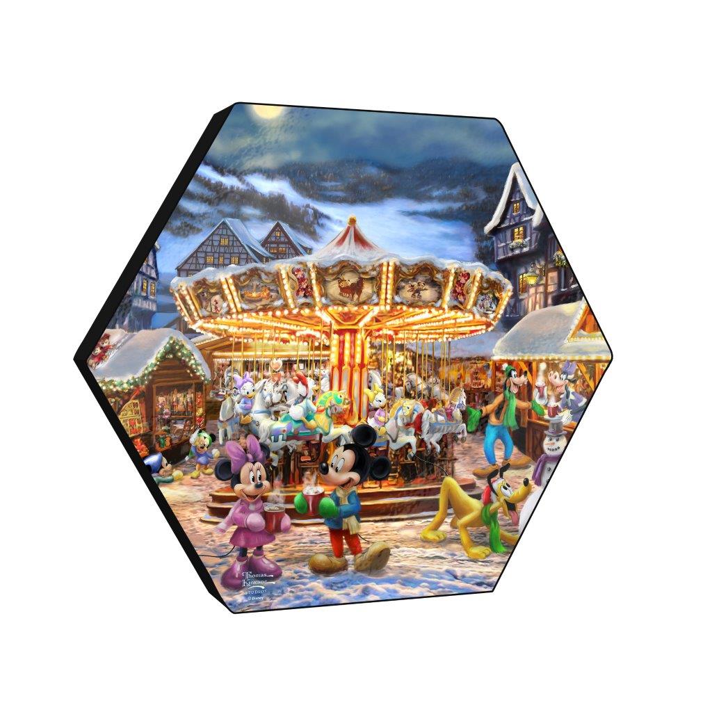 Disney (Mickey and Minnie Christmas Market) KNEXAGON™ Wood Print WPHEX0450