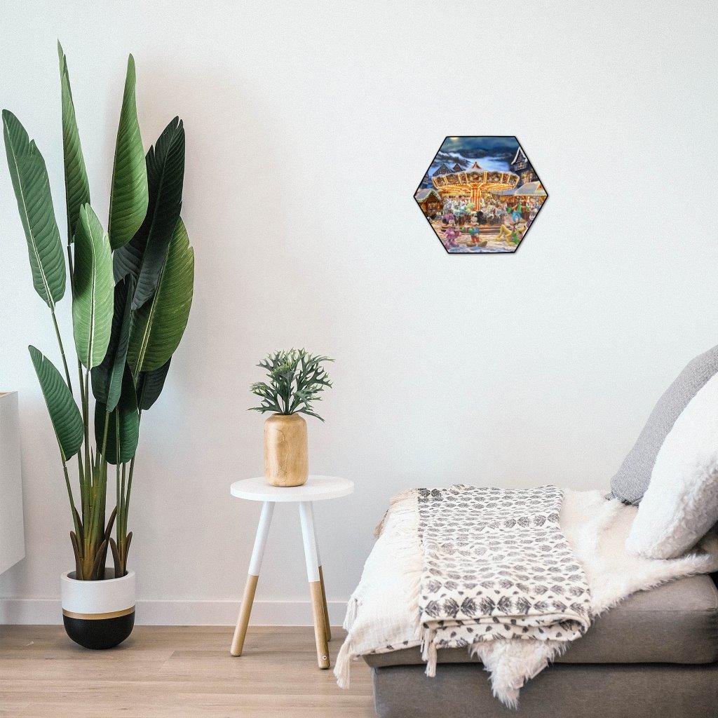 Disney (Mickey and Minnie Christmas Market) KNEXAGON™ Wood Print WPHEX0450